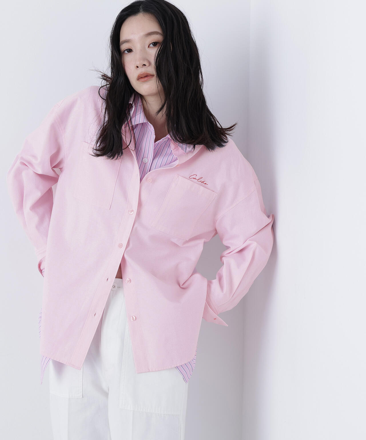 刺繍オックスフォードシャツ