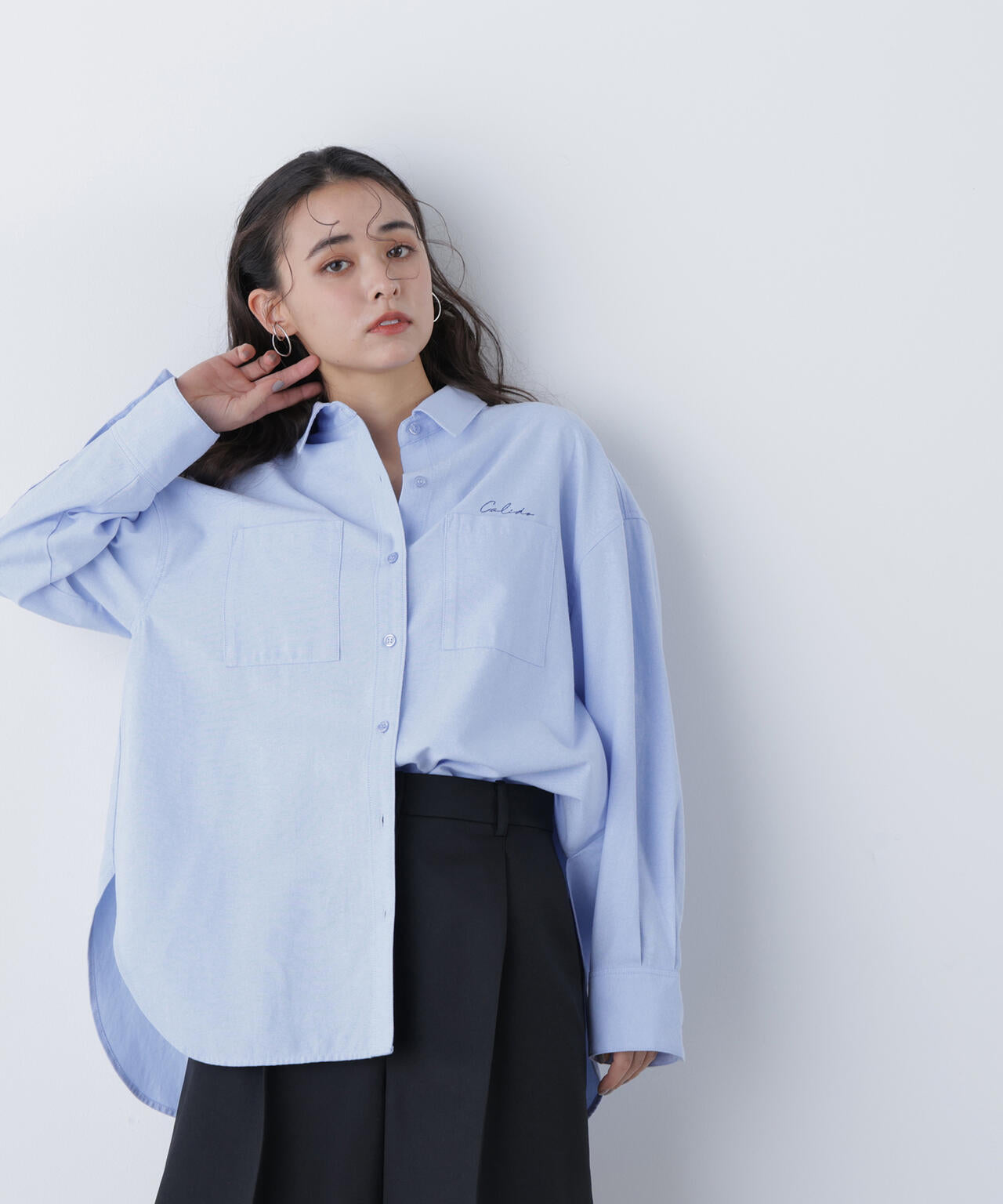 刺繍オックスフォードシャツ