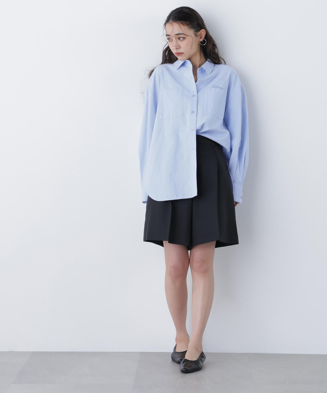 刺繍オックスフォードシャツ