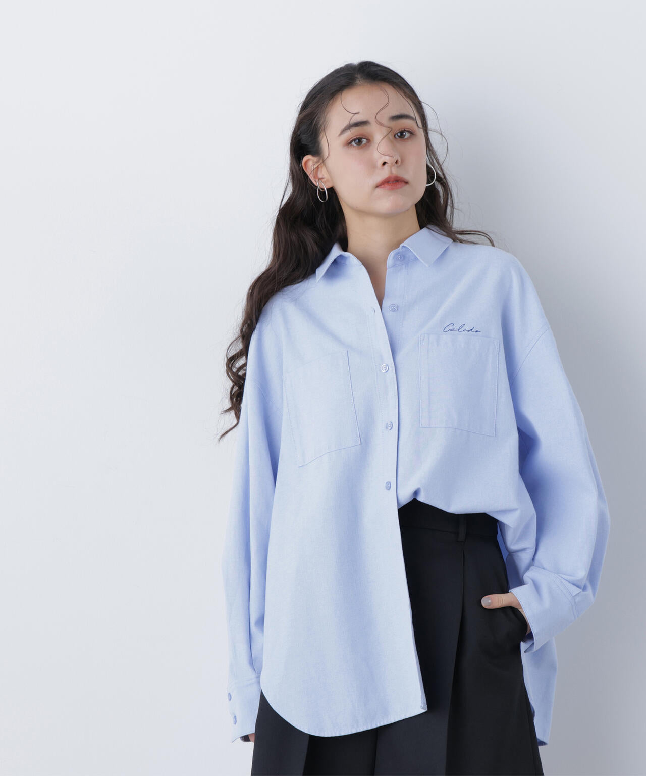 刺繍オックスフォードシャツ