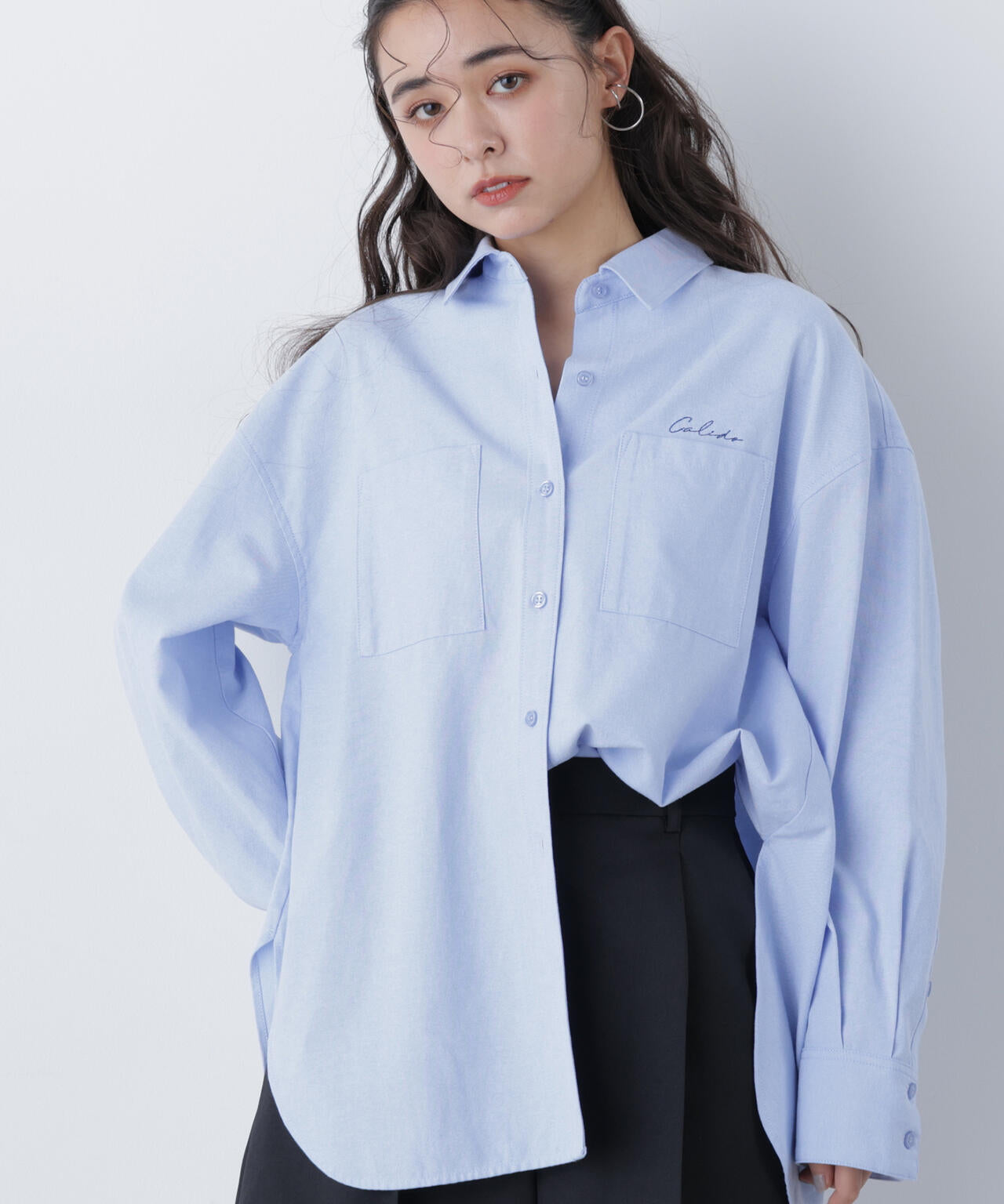 刺繍オックスフォードシャツ