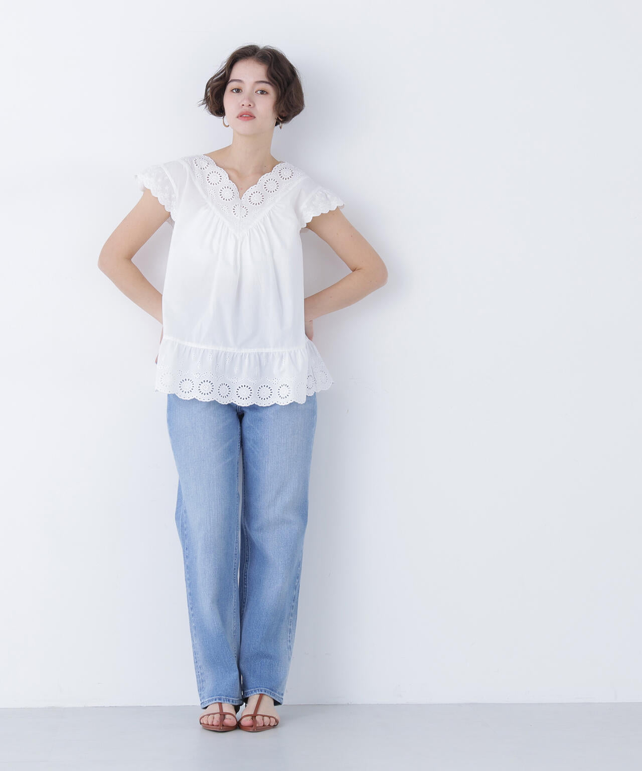 【N】コットン刺繍ブラウス