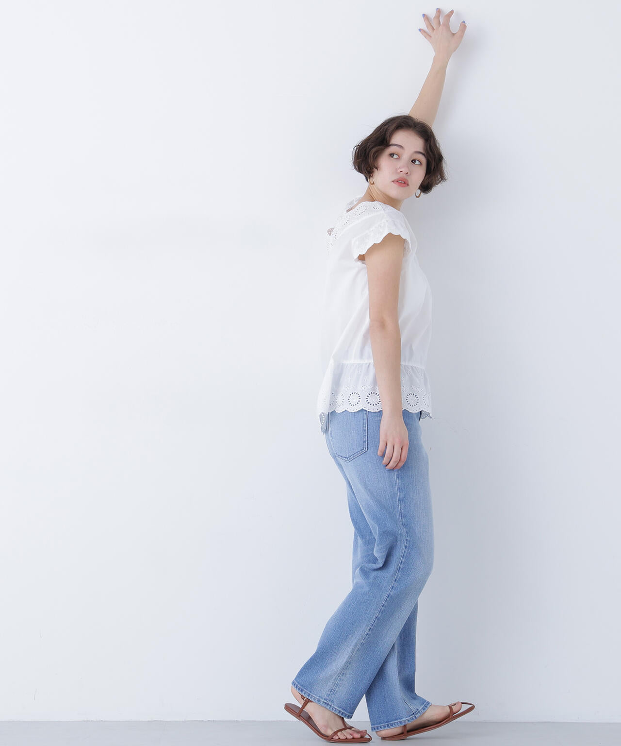 【N】コットン刺繍ブラウス