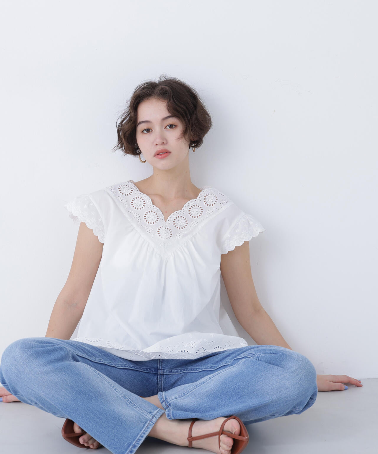 【N】コットン刺繍ブラウス