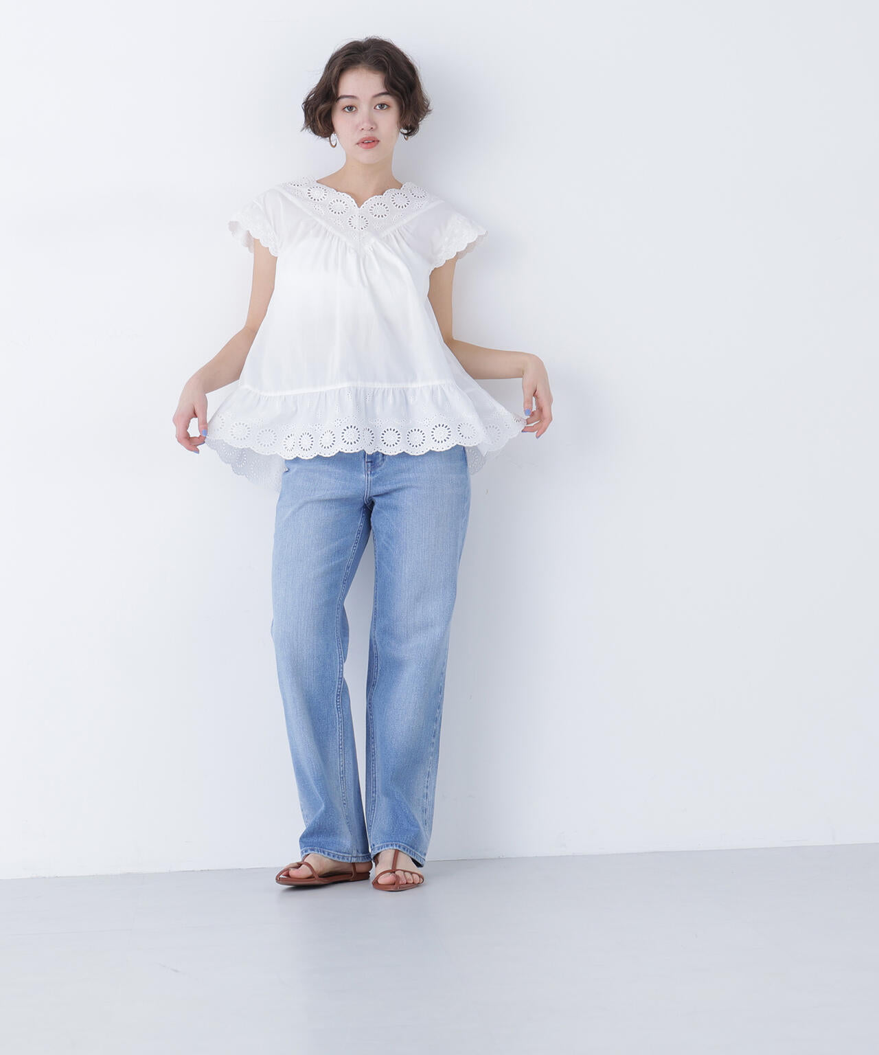 【N】コットン刺繍ブラウス