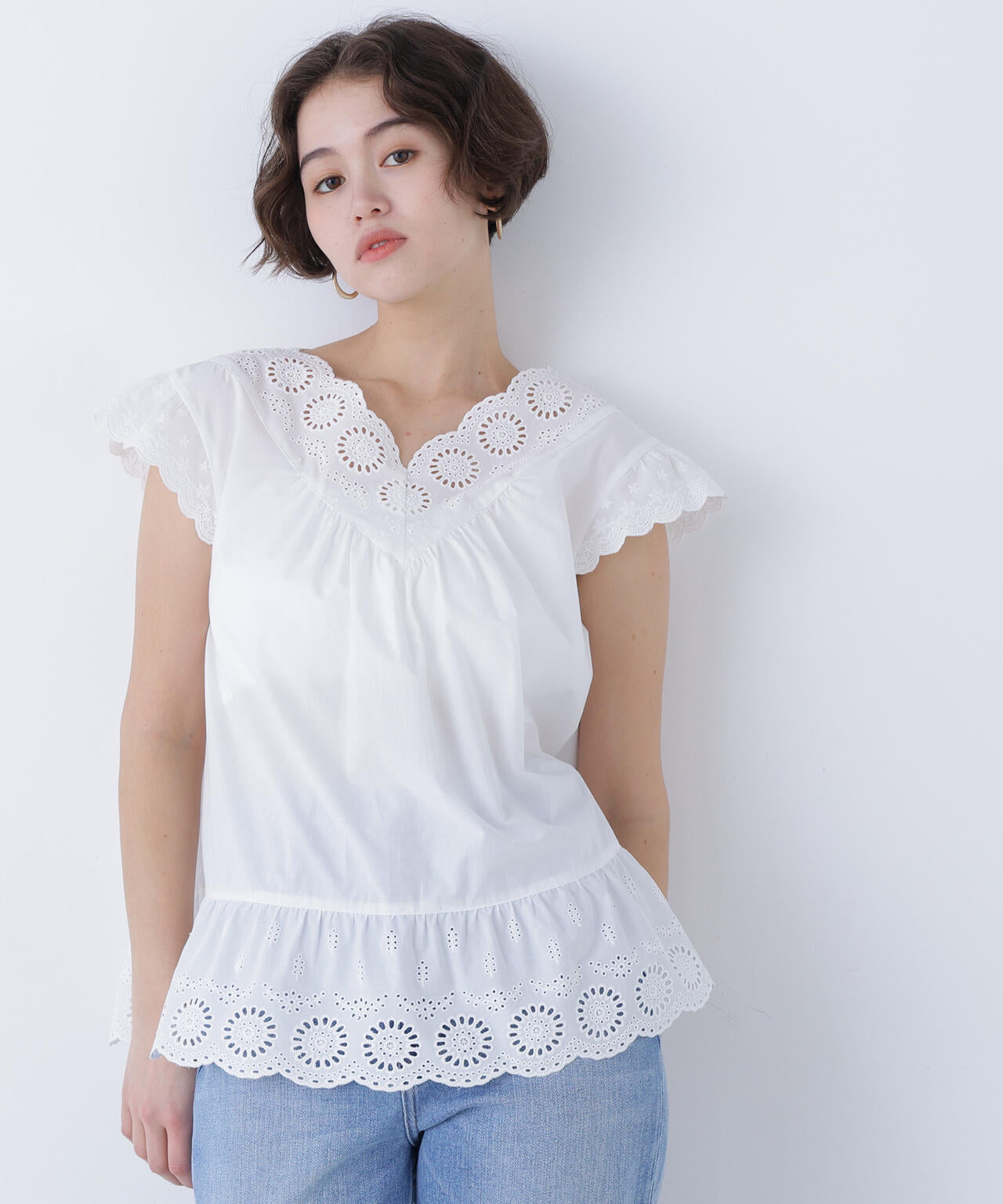 【N】コットン刺繍ブラウス