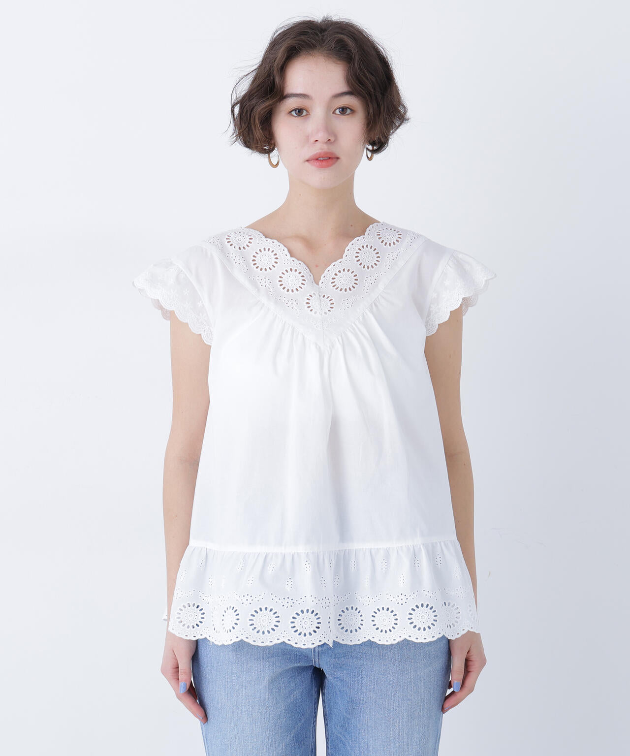 【N】コットン刺繍ブラウス