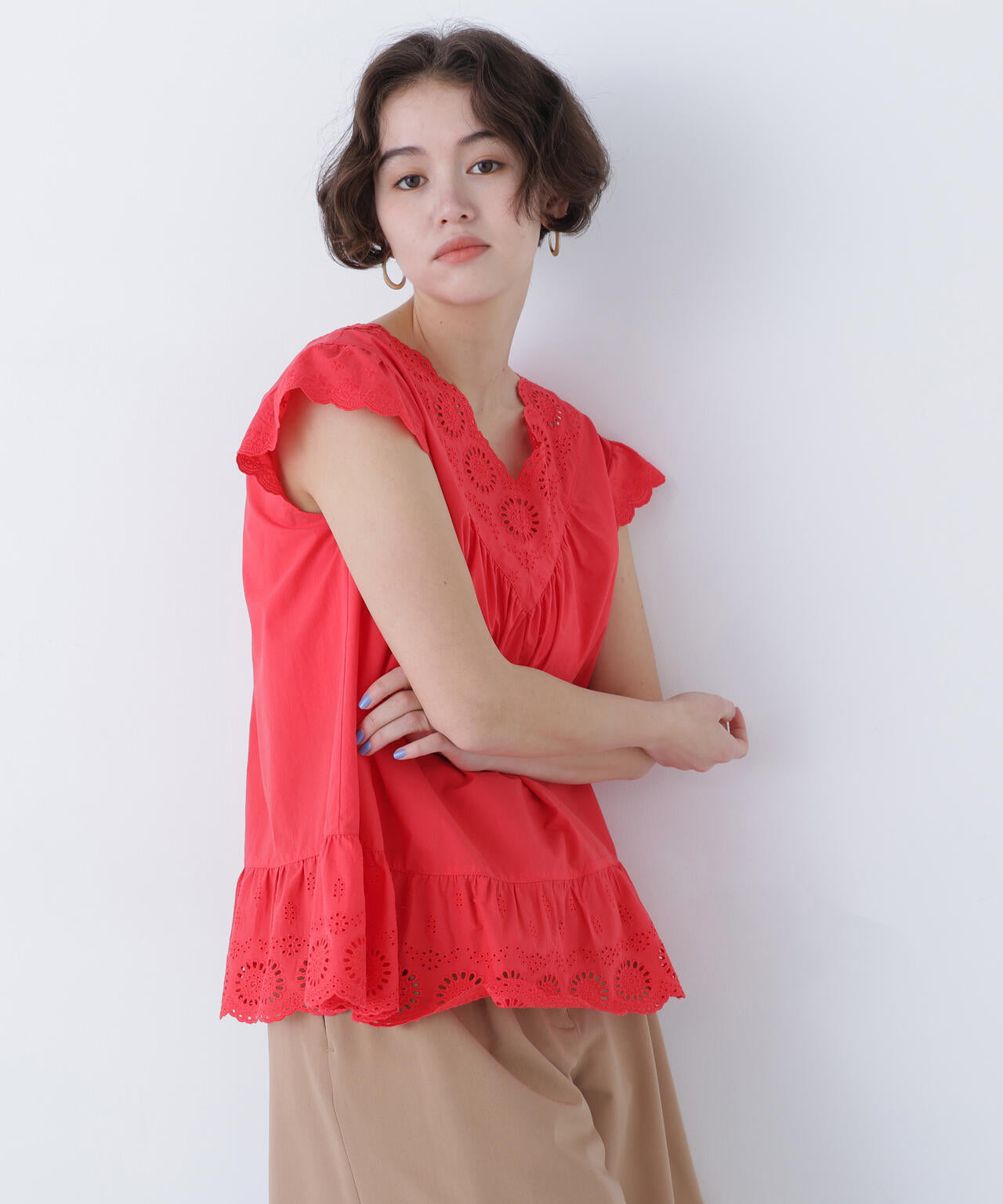 【N】コットン刺繍ブラウス