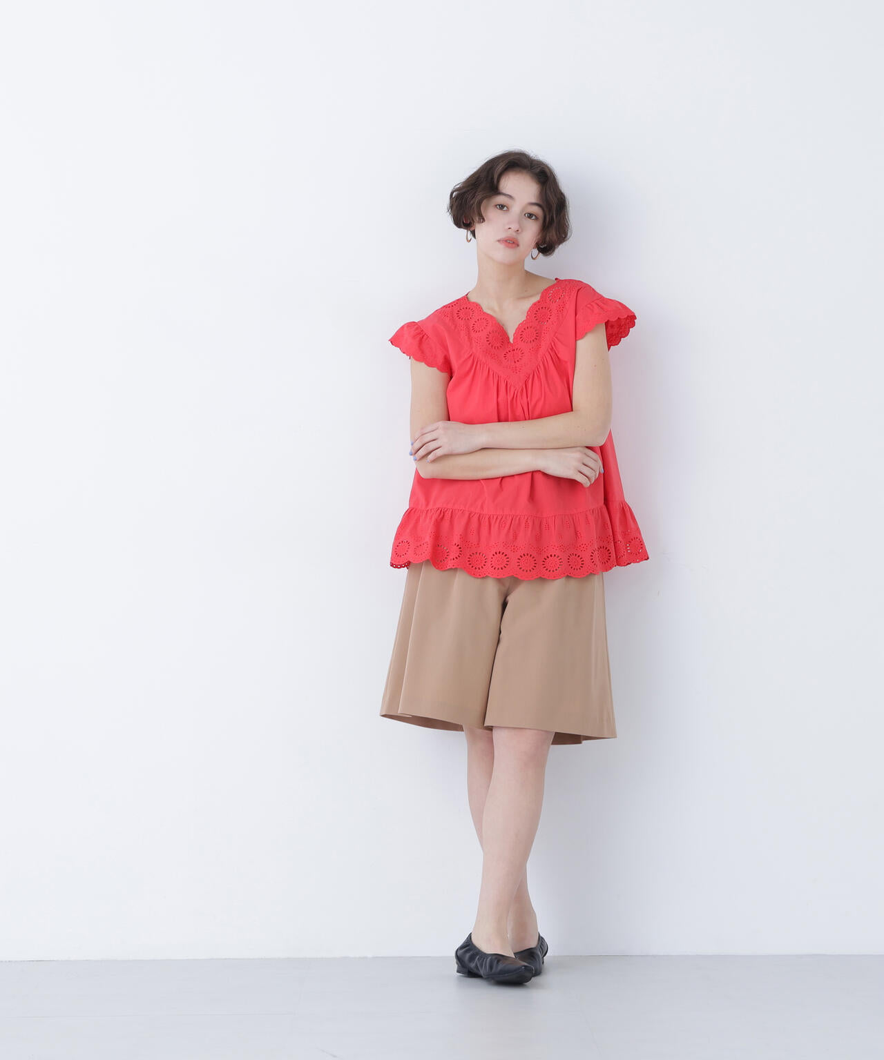 【N】コットン刺繍ブラウス