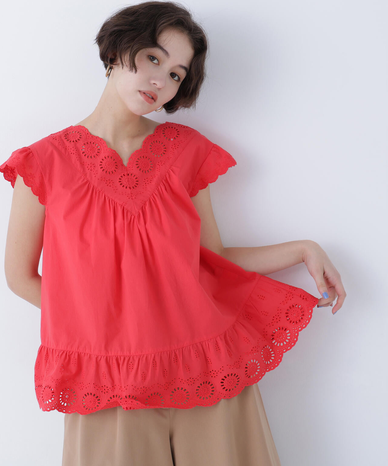 【N】コットン刺繍ブラウス