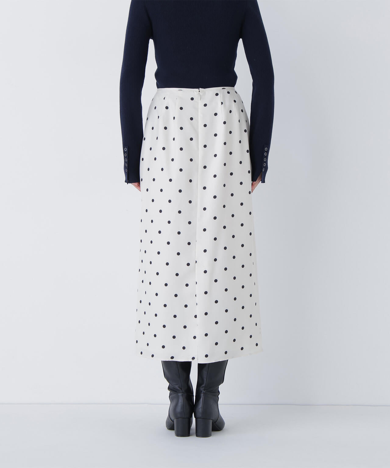 【有楽町マルイ・mix.tokyo 限定カラー:ブラウンベース】ドットサテンタイトスカート