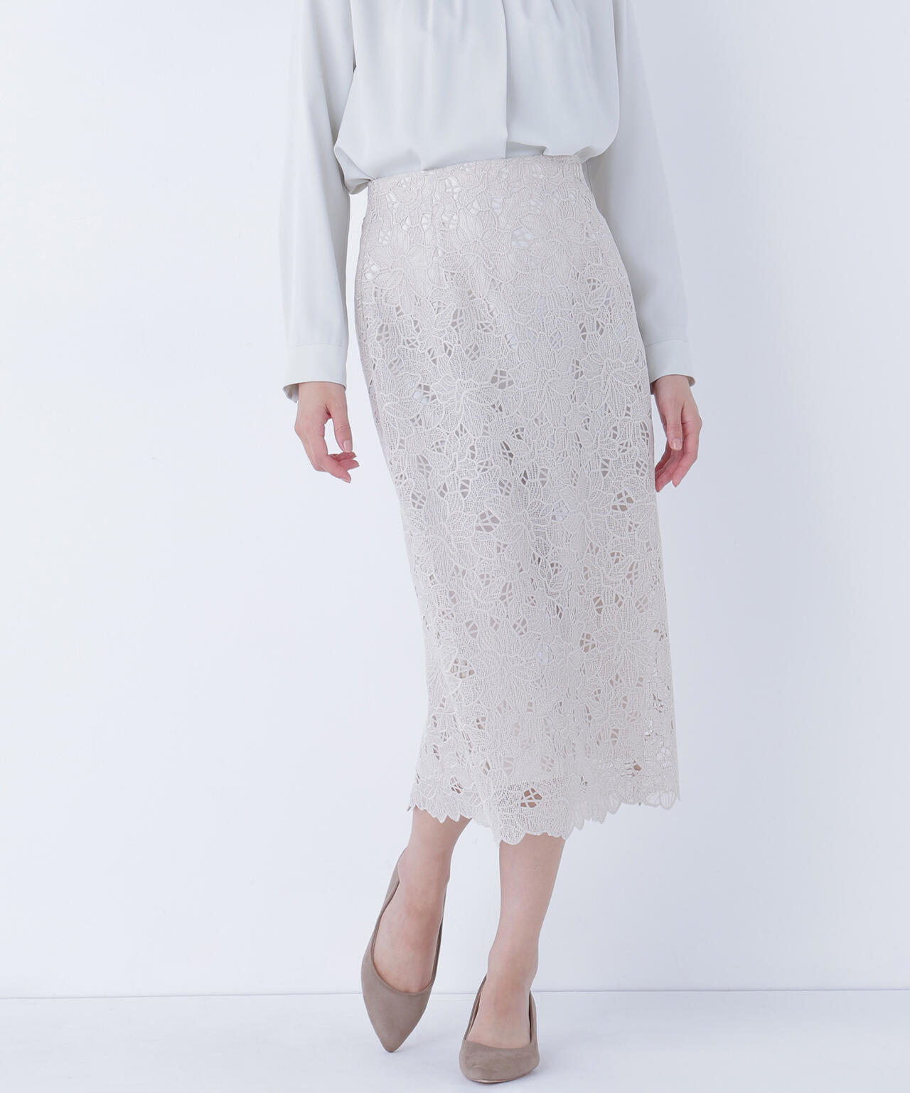 フラワーレースタイトスカート