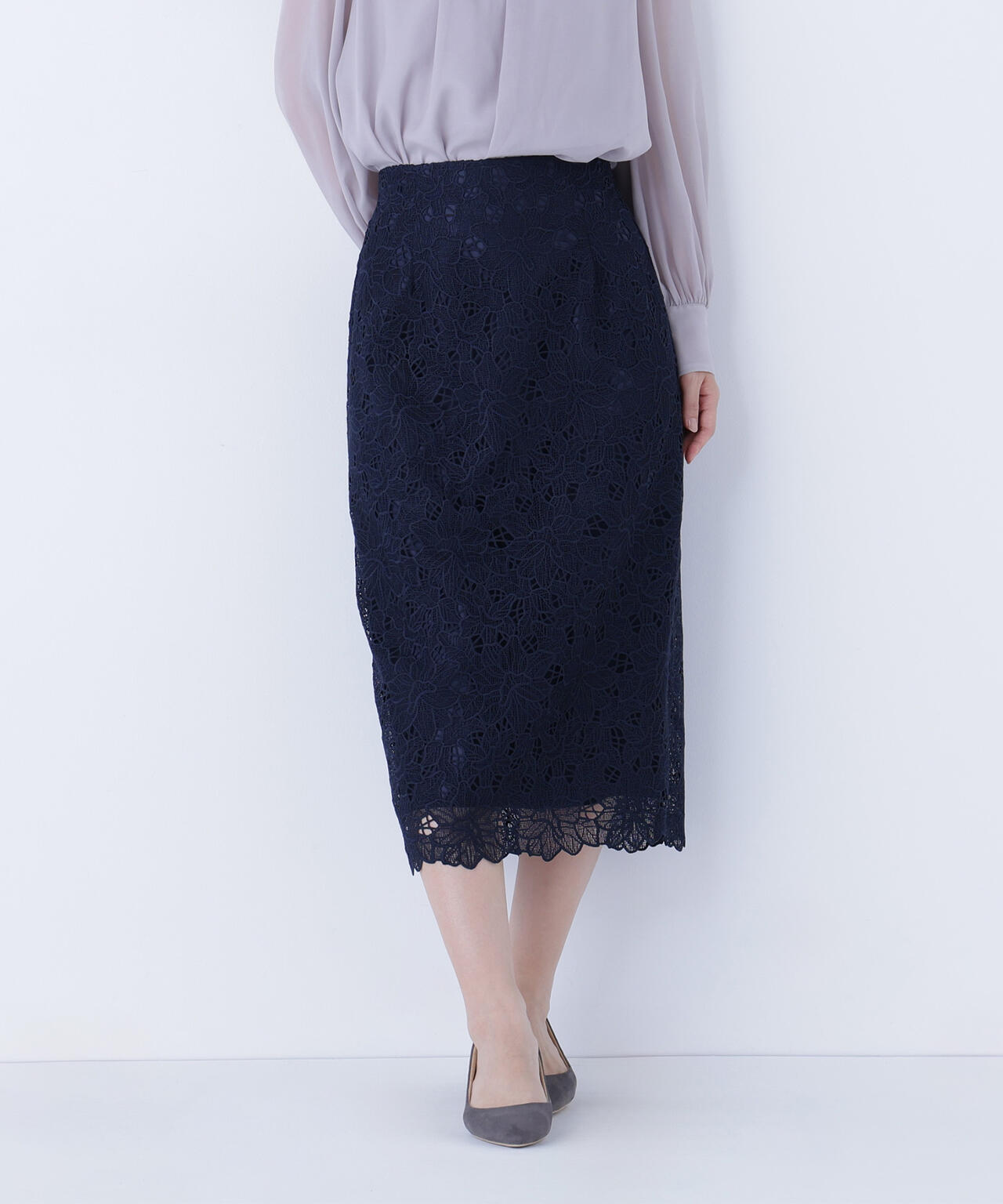 フラワーレースタイトスカート