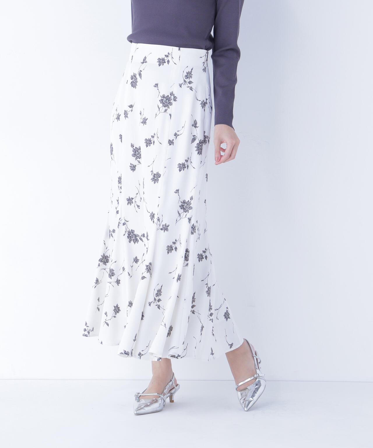 プリントヘム切替マーメイドスカート