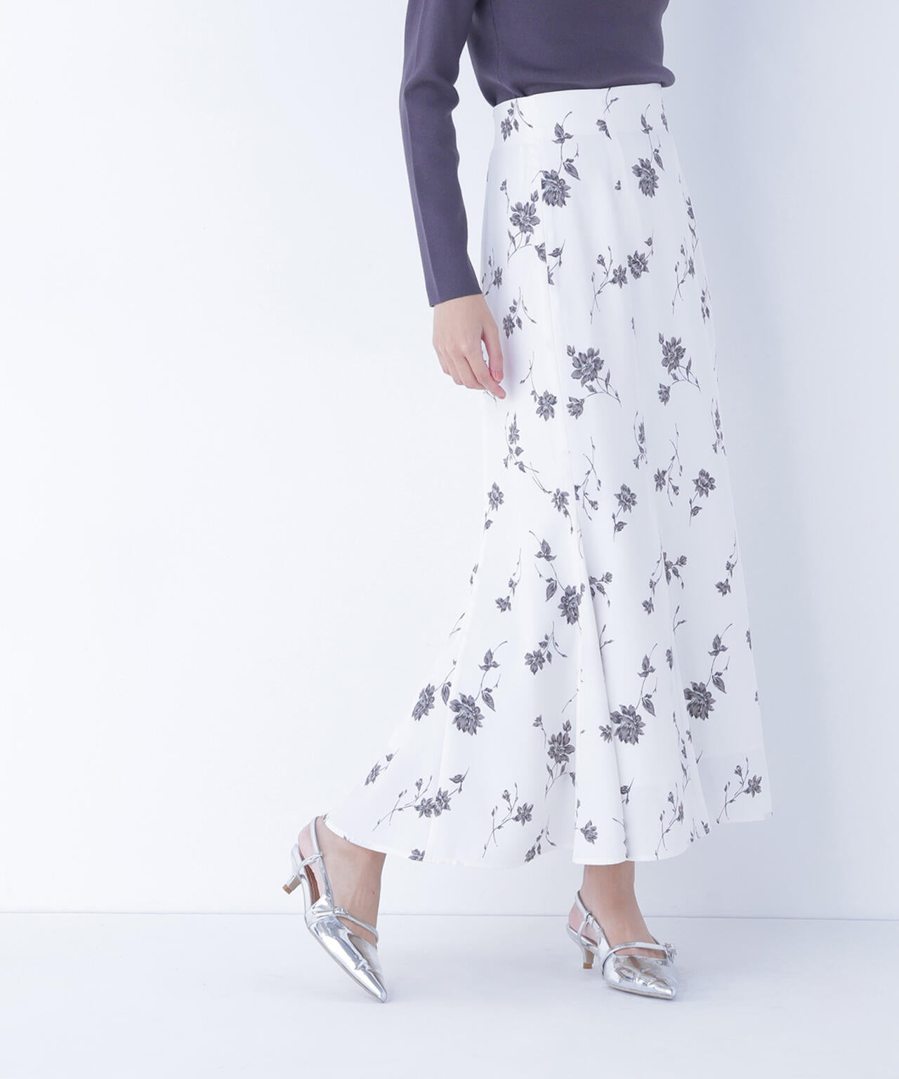 プリントヘム切替マーメイドスカート