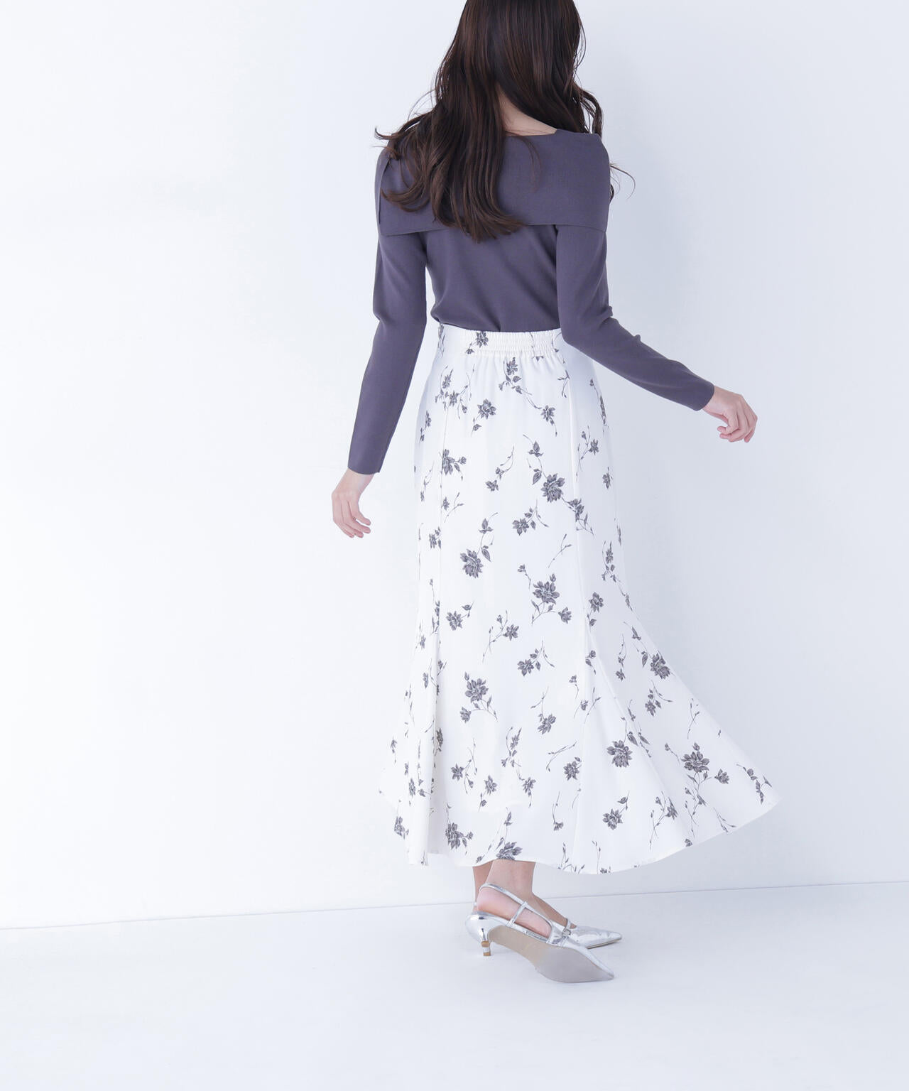 プリントヘム切替マーメイドスカート