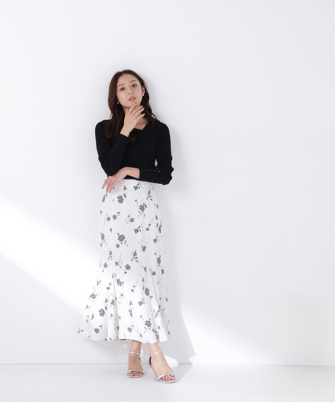 プリントヘム切替マーメイドスカート