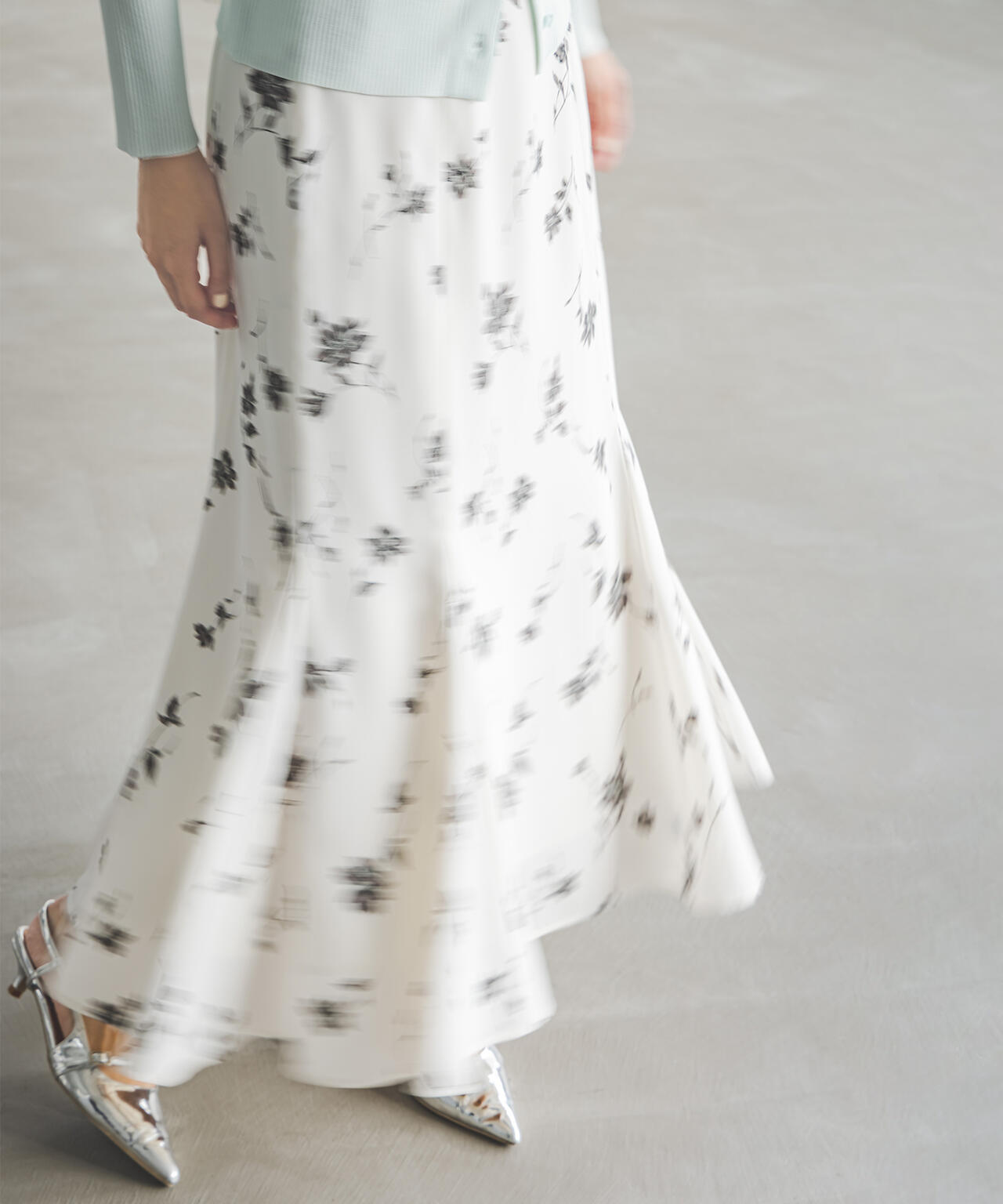 プリントヘム切替マーメイドスカート