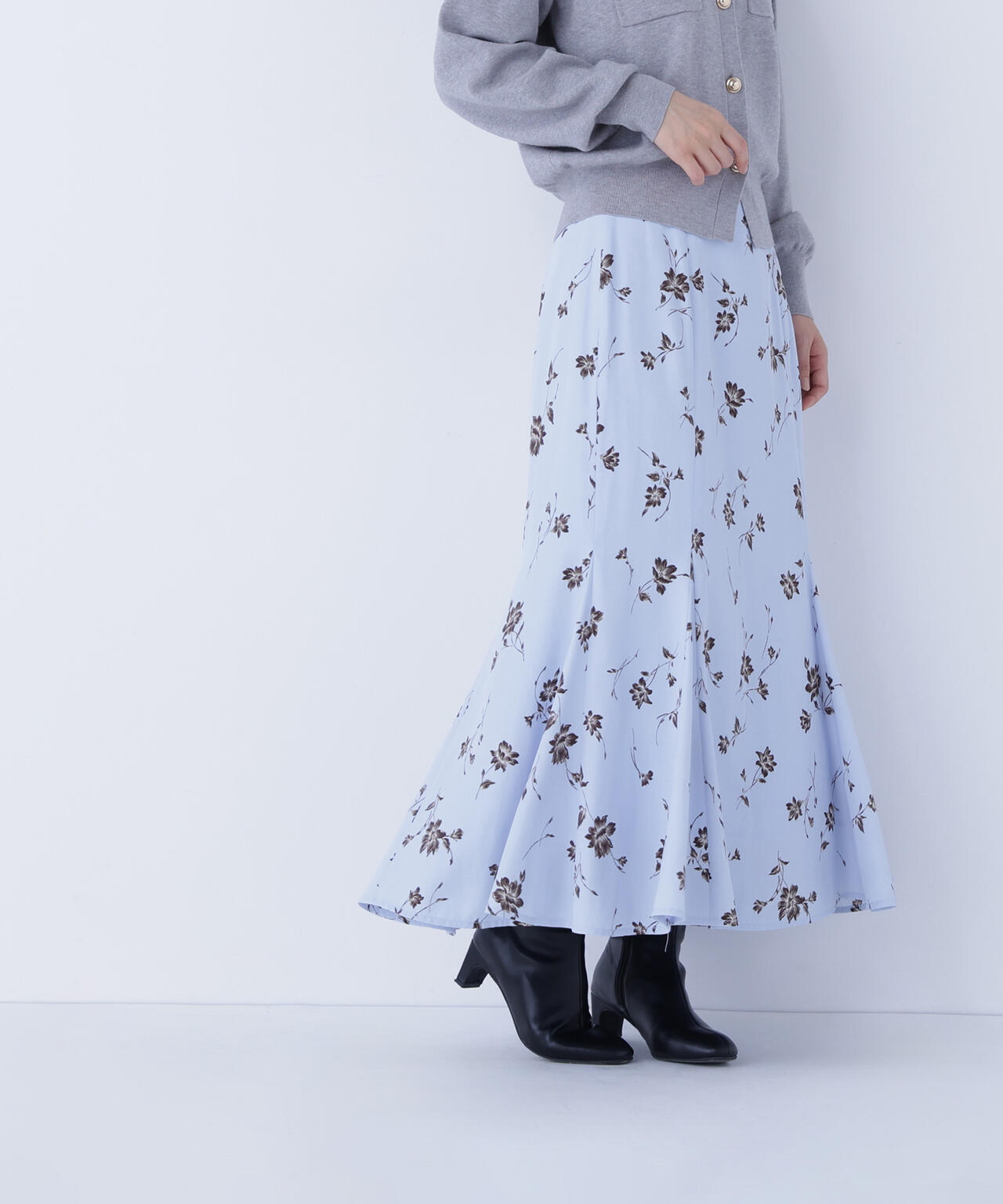 プリントヘム切替マーメイドスカート