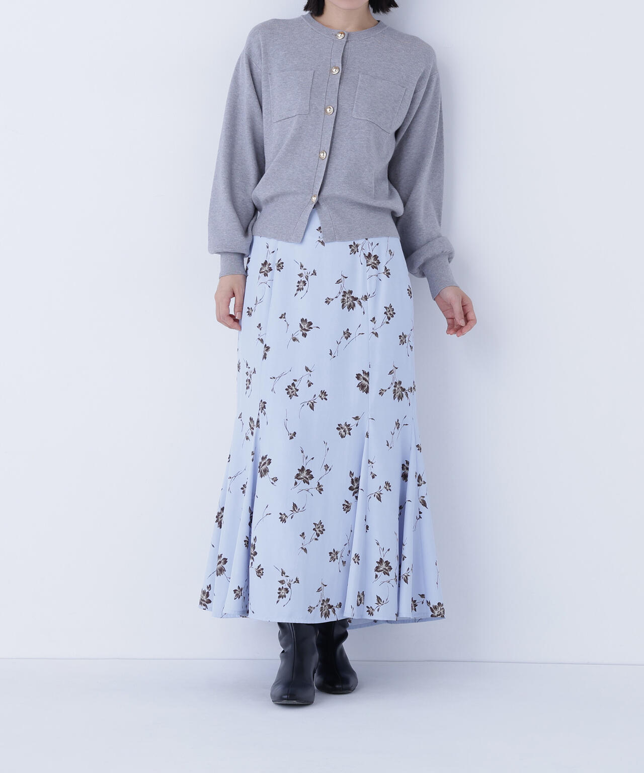 プリントヘム切替マーメイドスカート