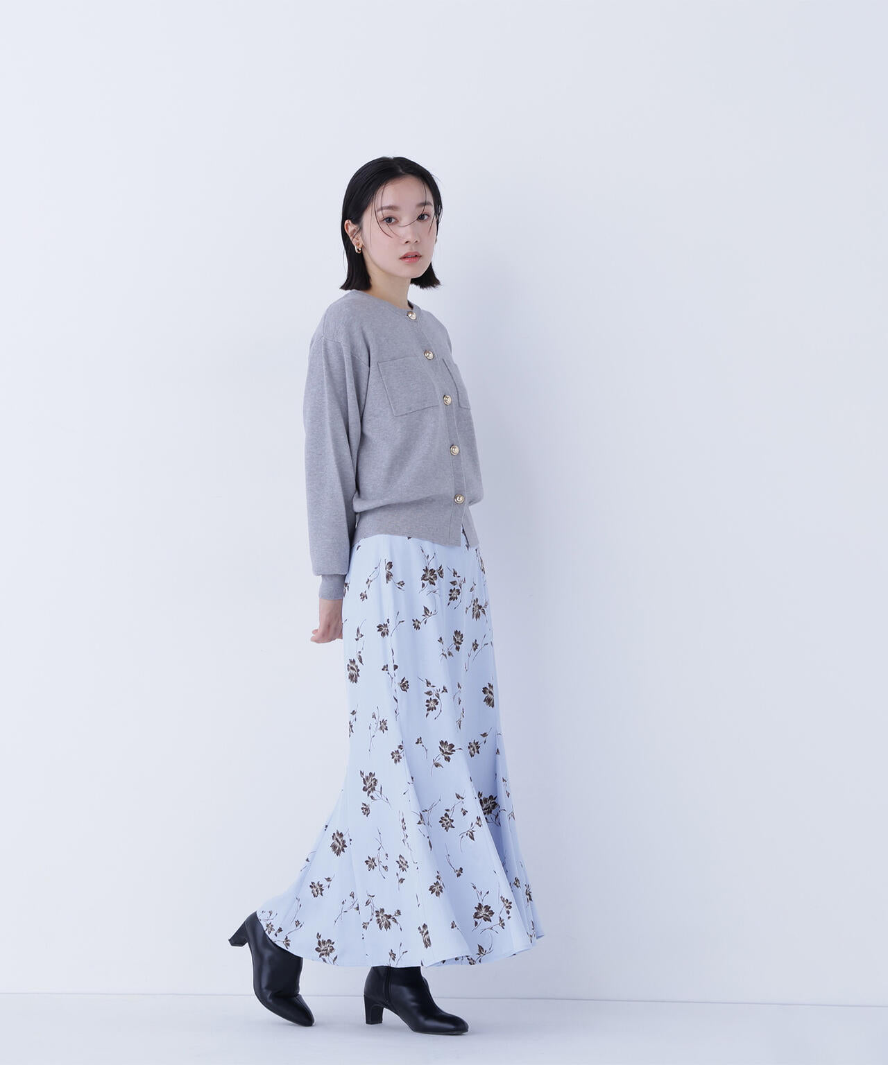 プリントヘム切替マーメイドスカート