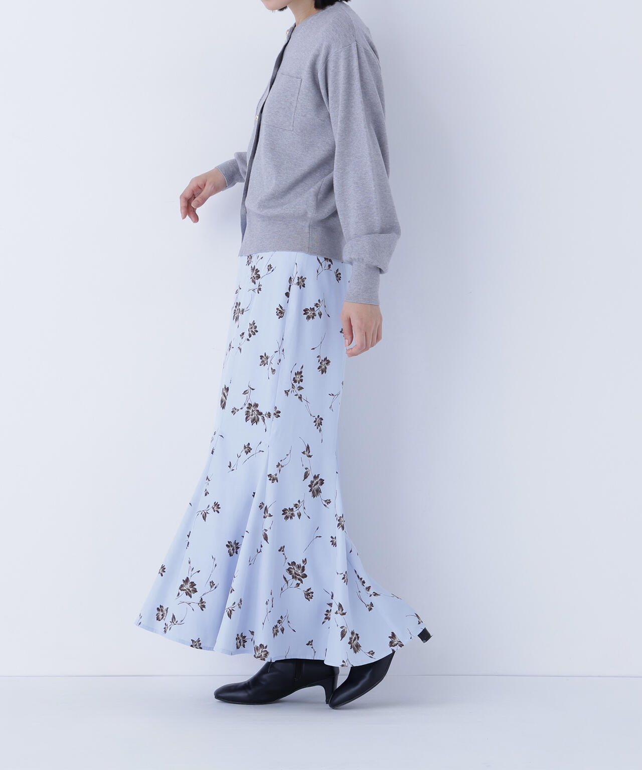 プリントヘム切替マーメイドスカート