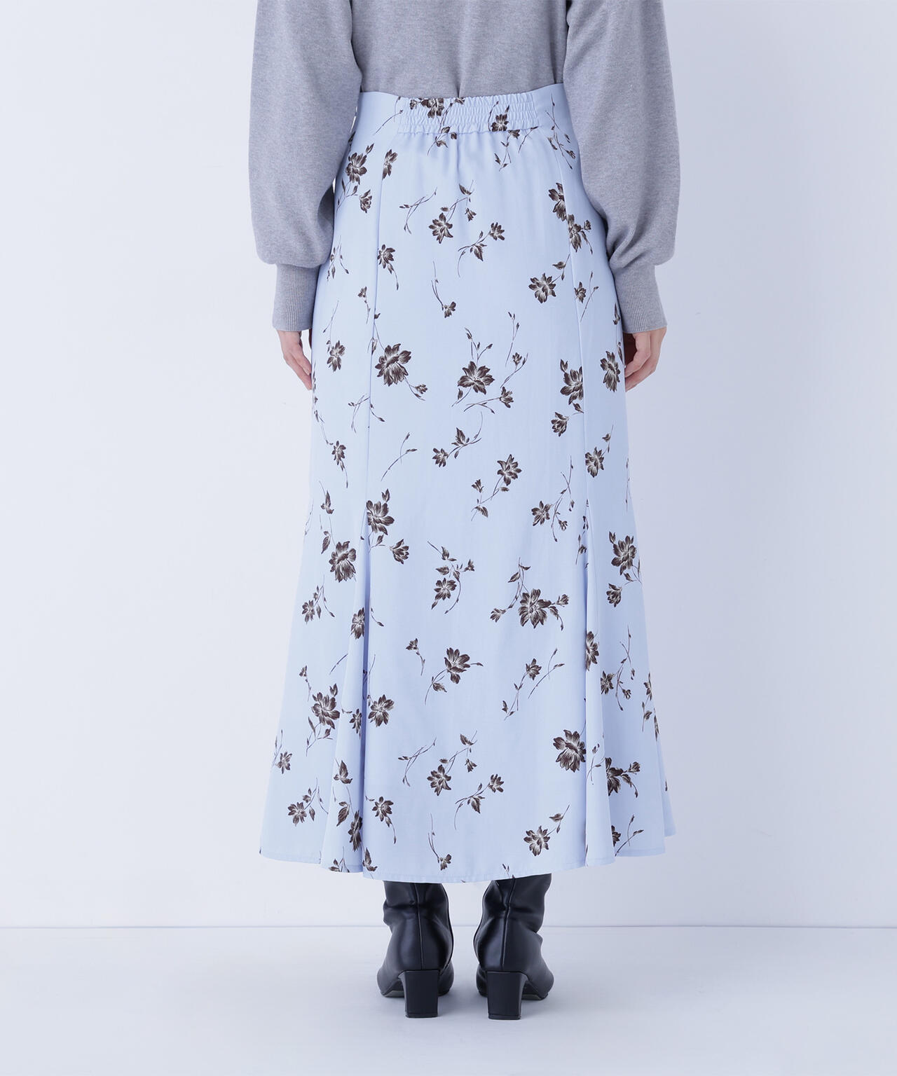 プリントヘム切替マーメイドスカート