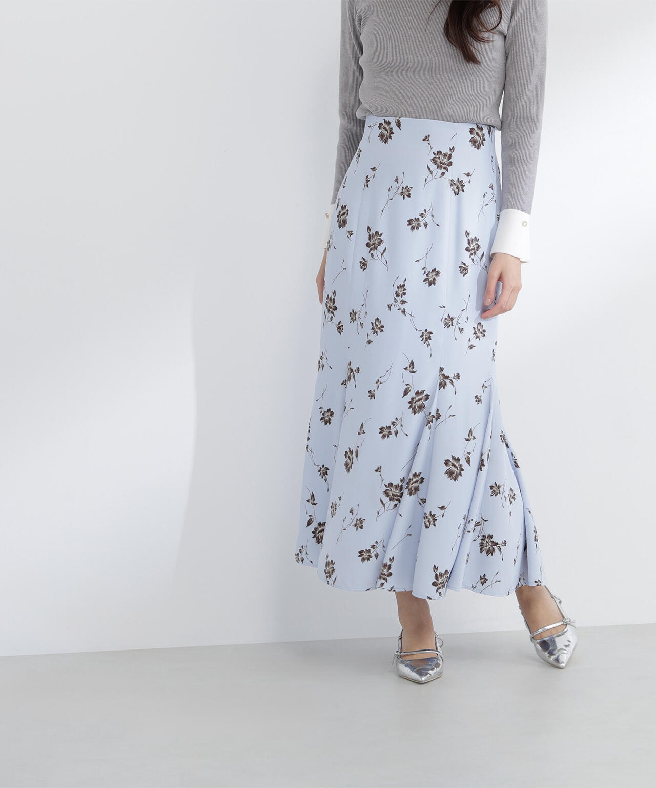 プリントヘム切替マーメイドスカート