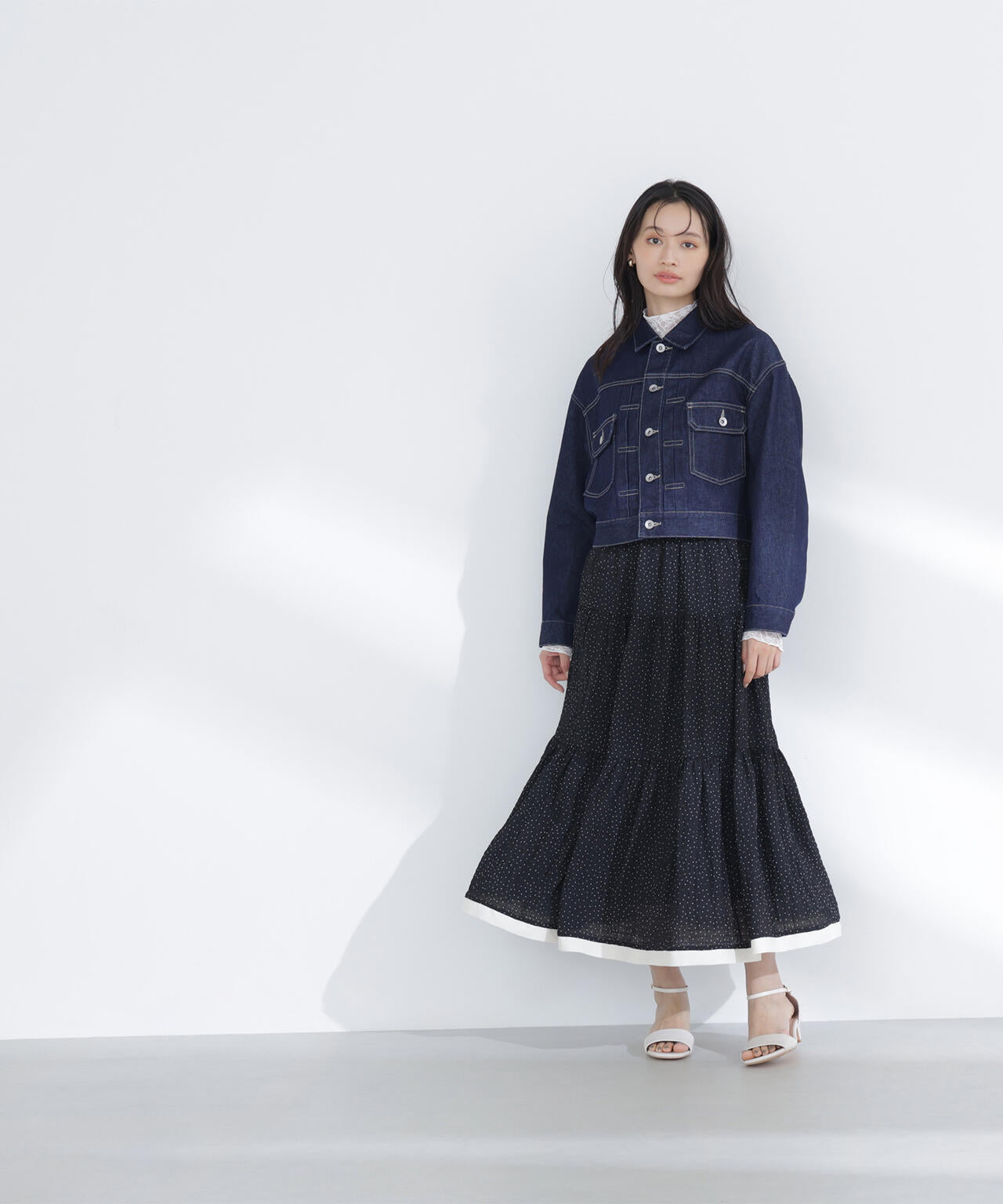 ドットバイカラーフレアスカート