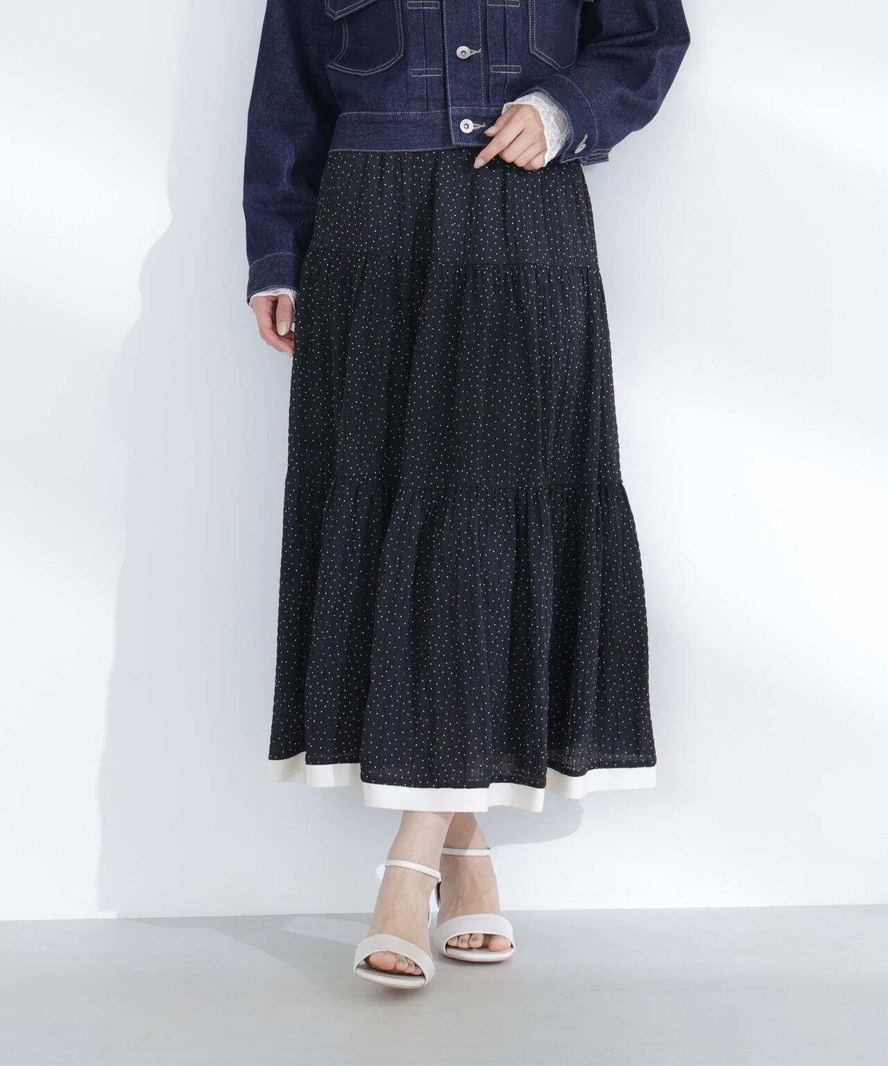 ドットバイカラーフレアスカート