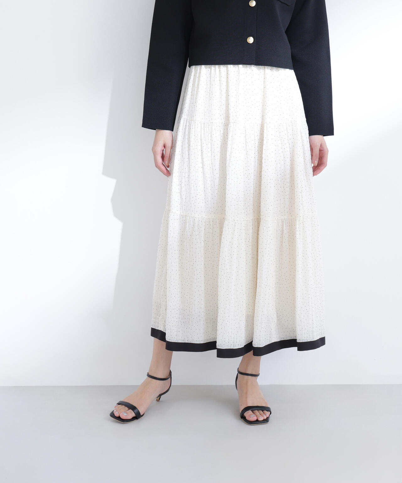 ドットバイカラーフレアスカート