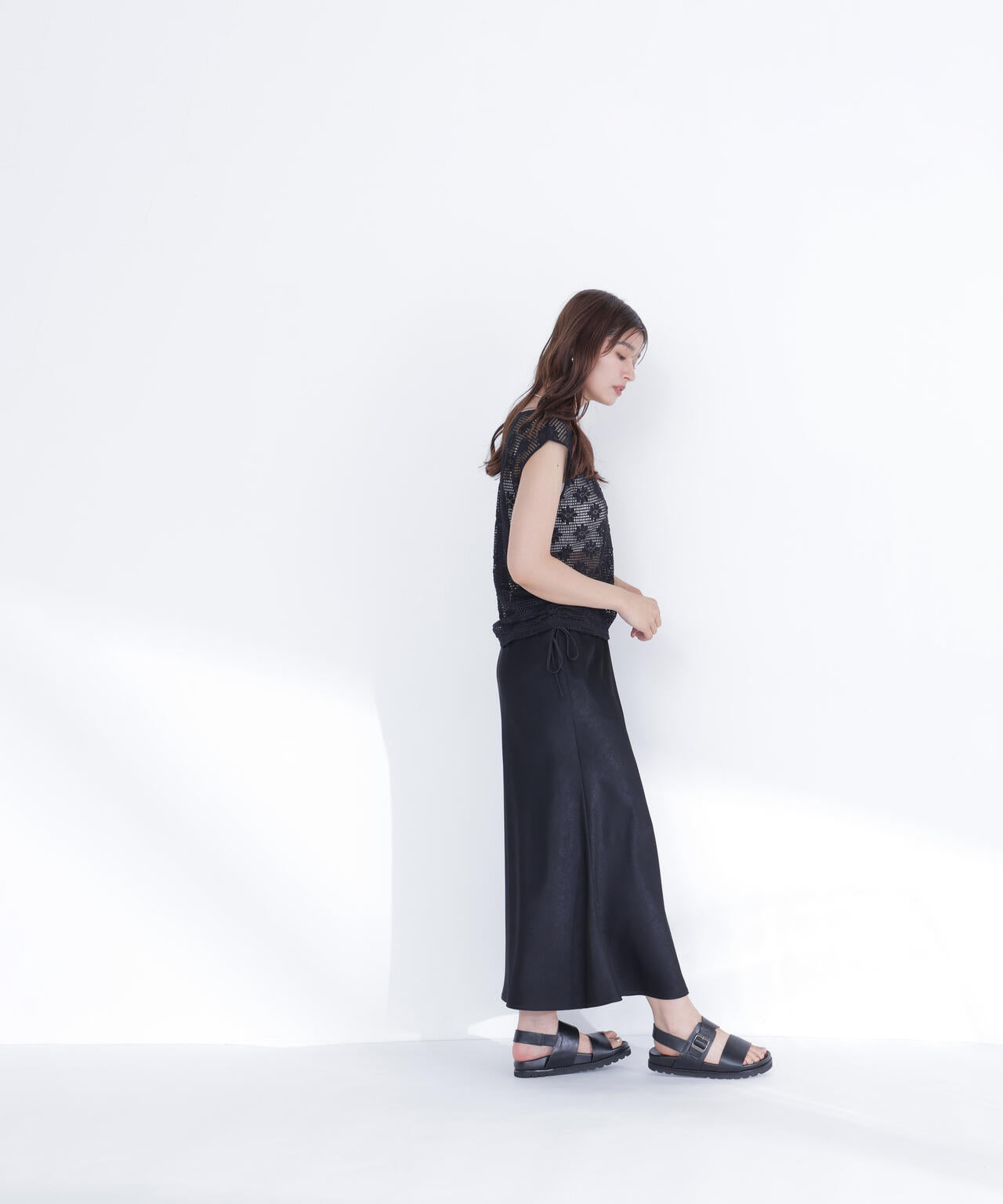 バイアスサテンナロースカート