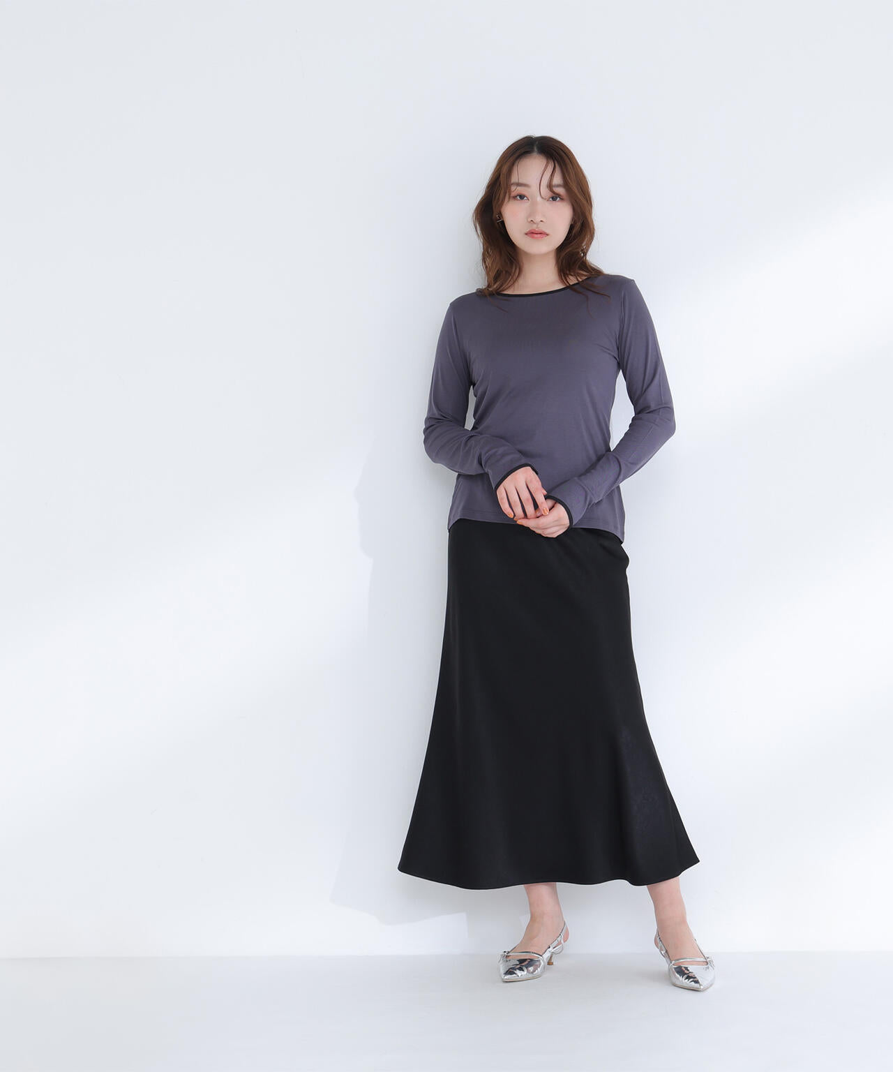 バイアスサテンナロースカート