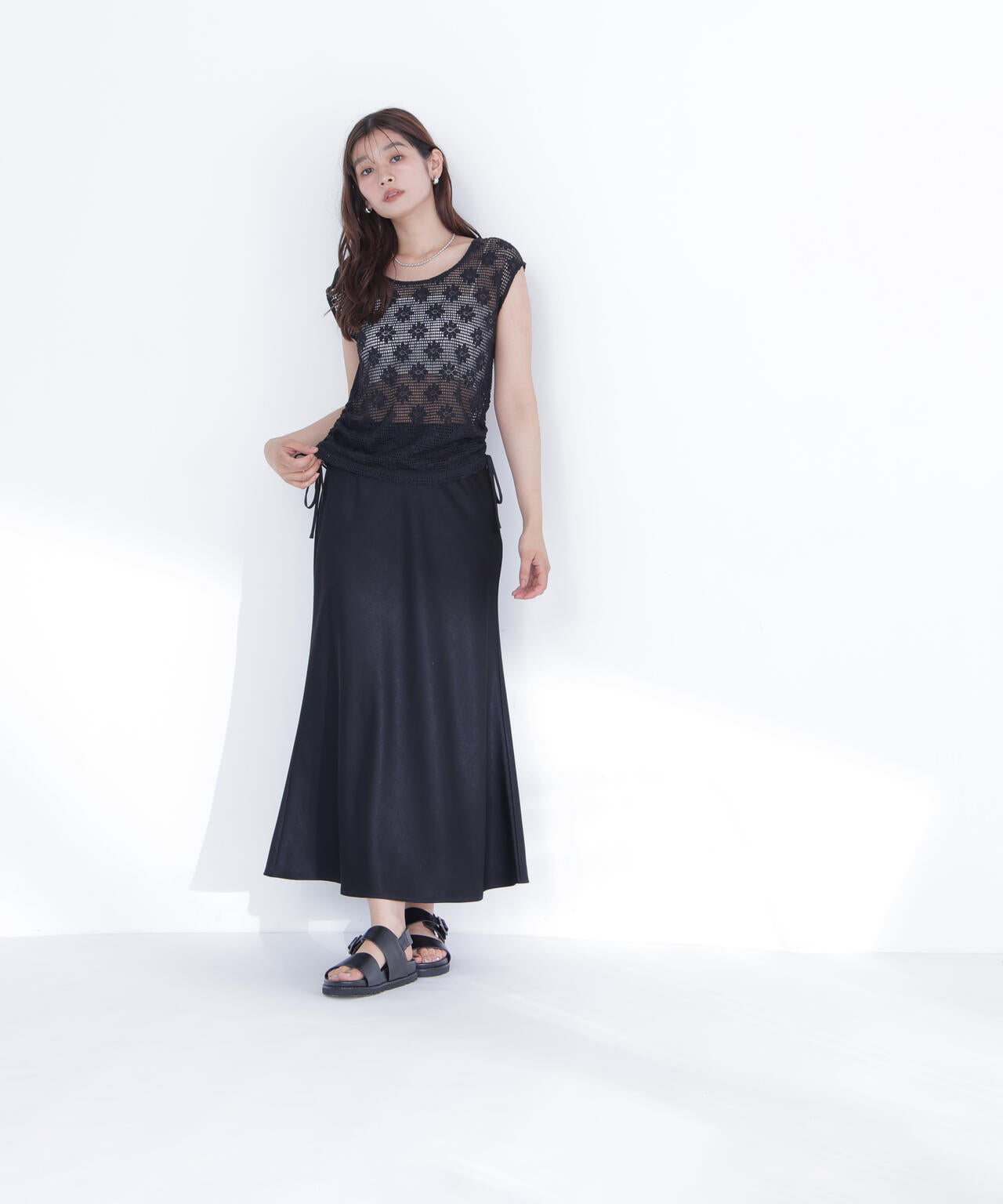 バイアスサテンナロースカート