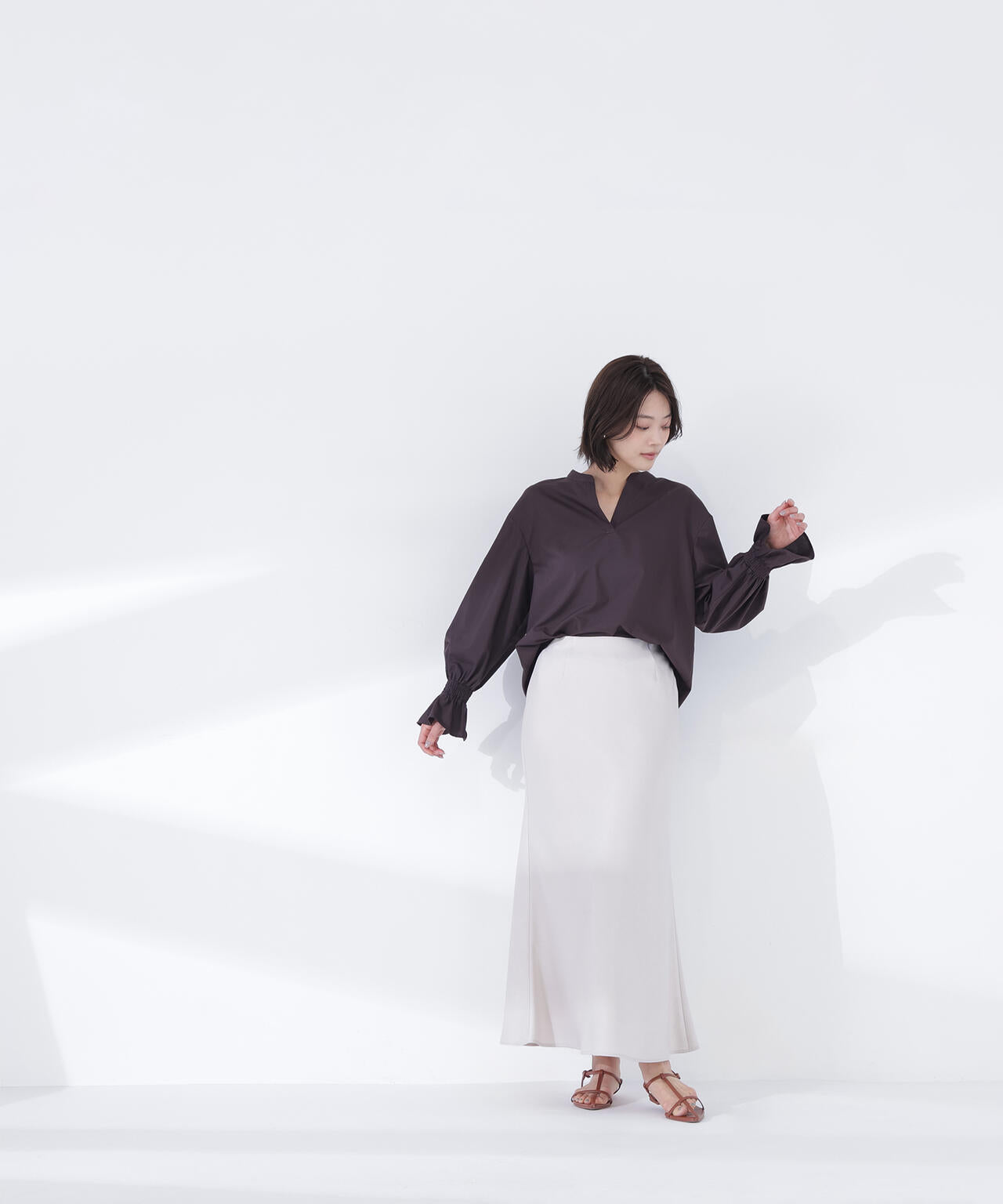 バイアスサテンナロースカート