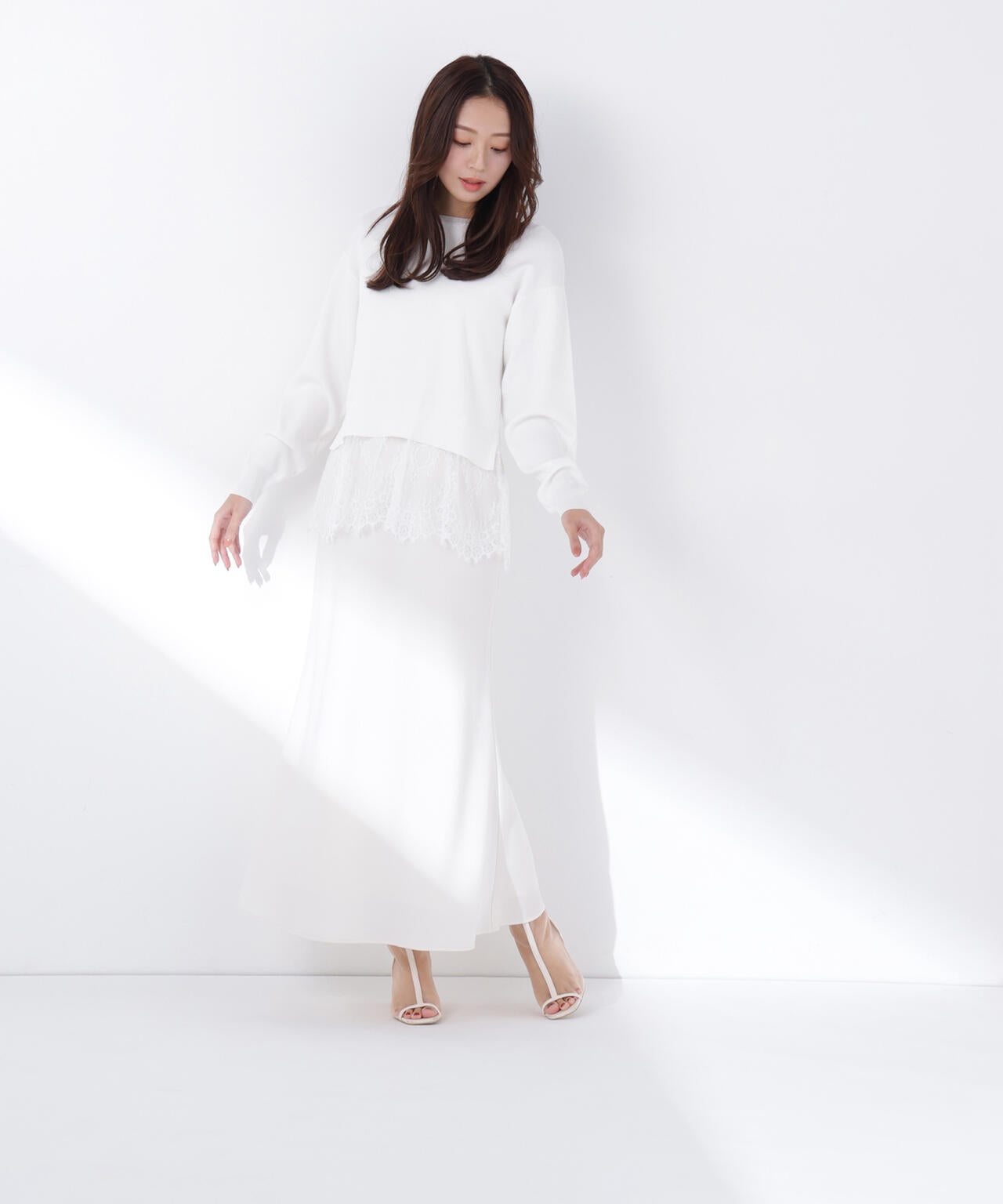 バイアスサテンナロースカート