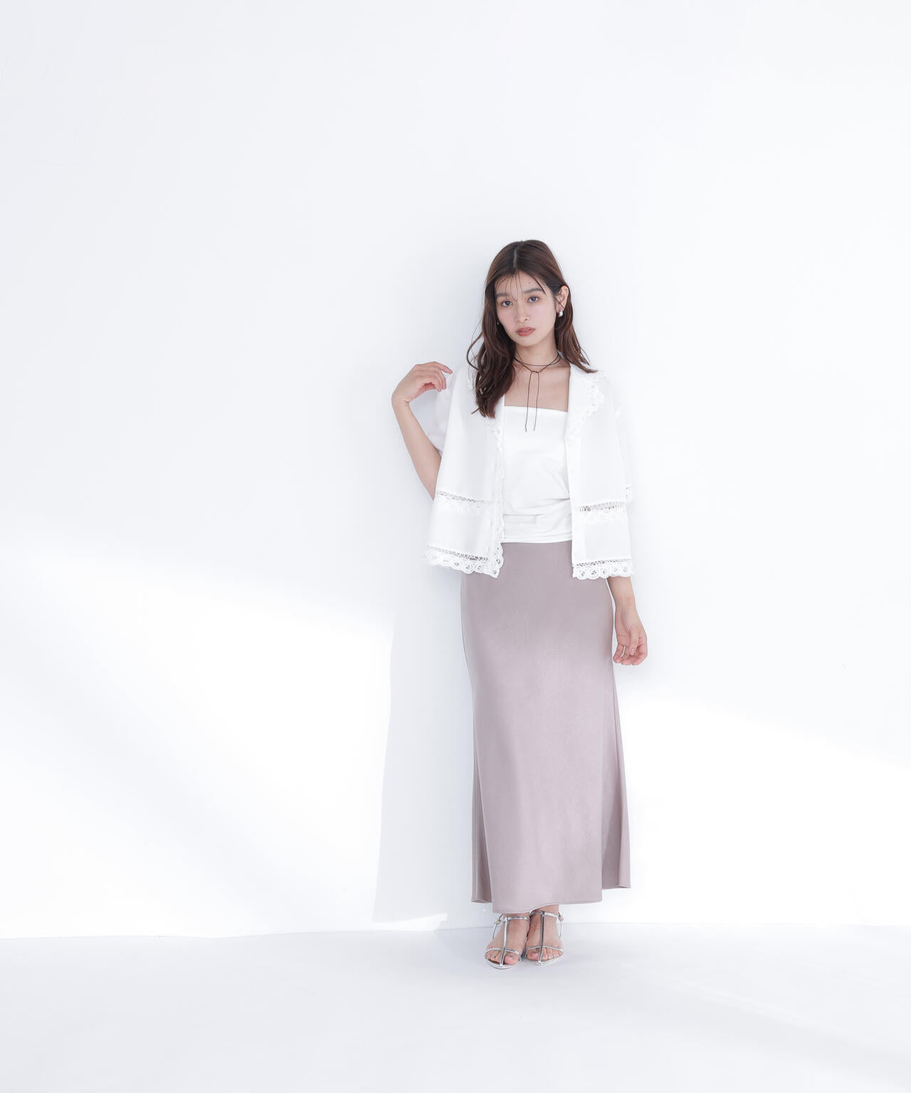 バイアスサテンナロースカート