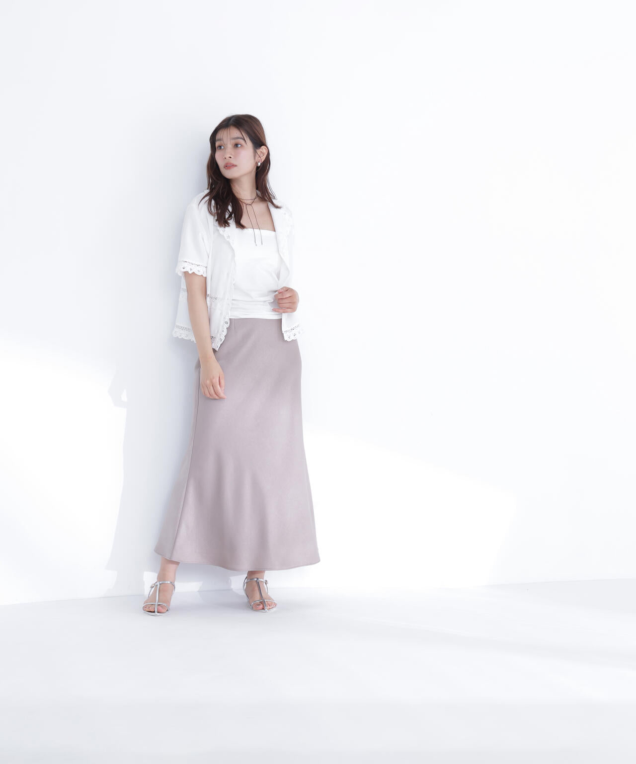 バイアスサテンナロースカート