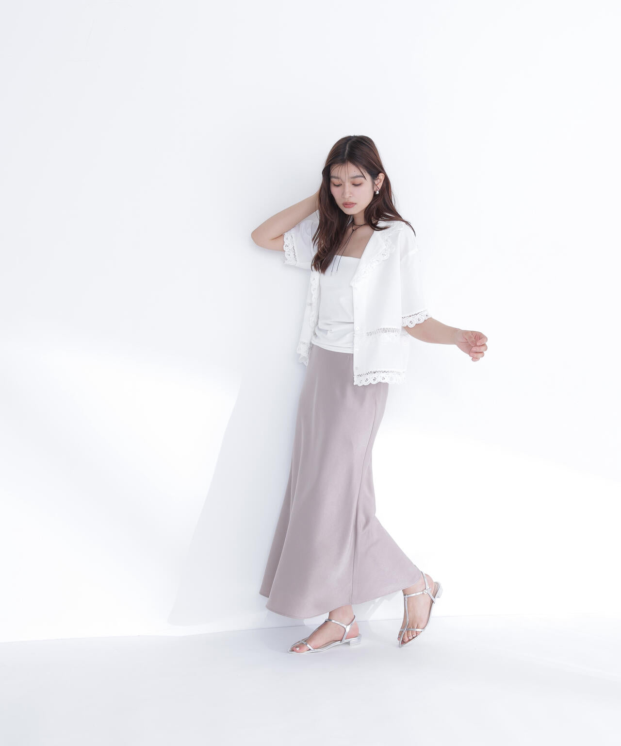 バイアスサテンナロースカート