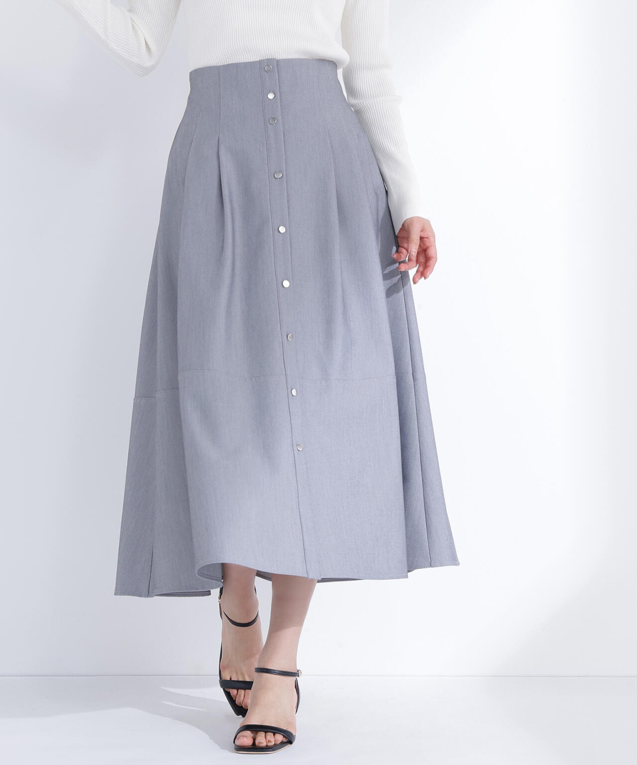 フロントボタンフレアスカート