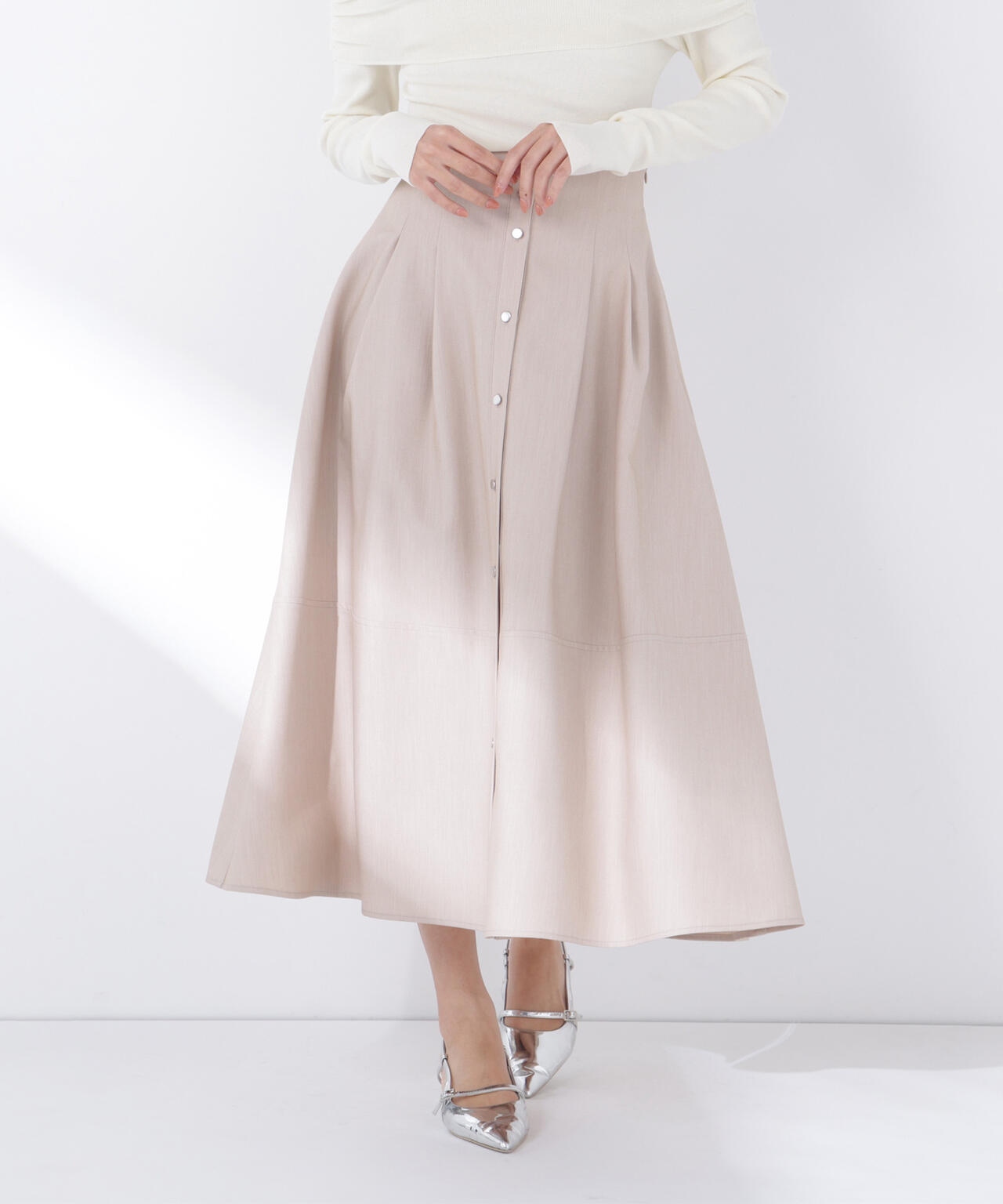フロントボタンフレアスカート