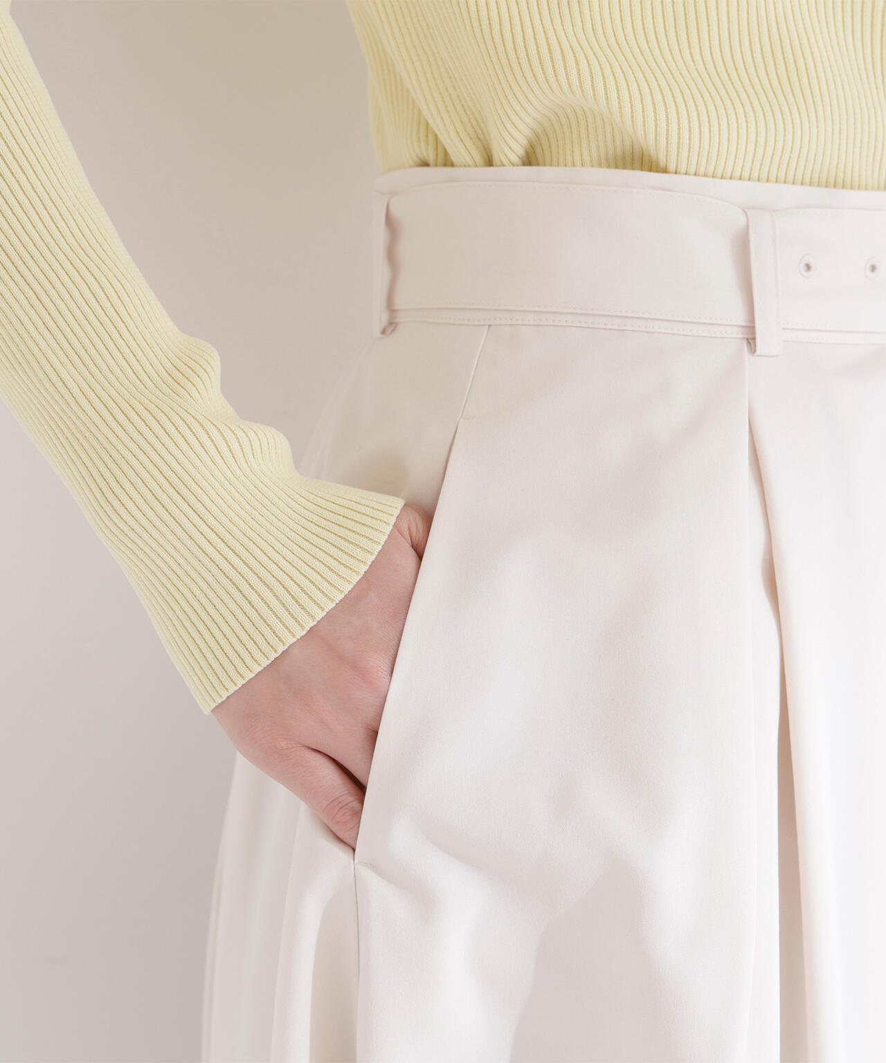 ベルテッドタックフレアスカート