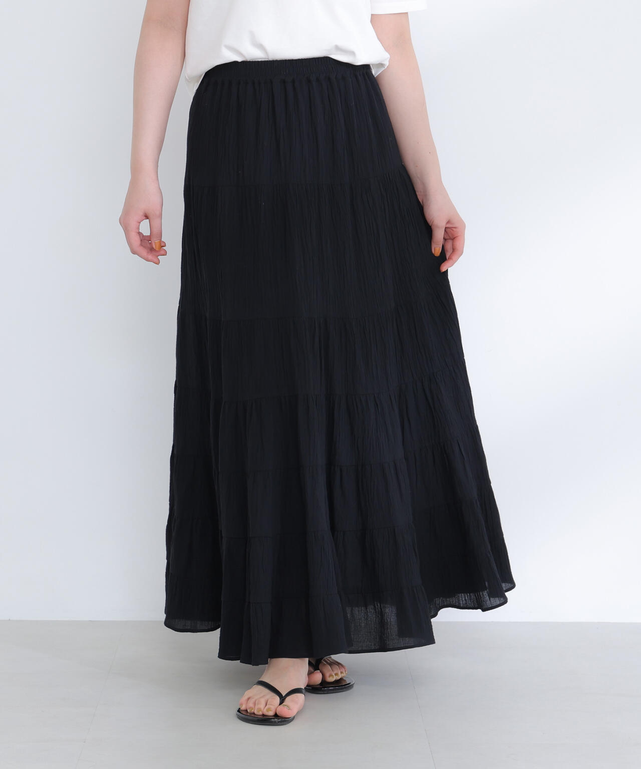 楊柳ティアードロングスカート