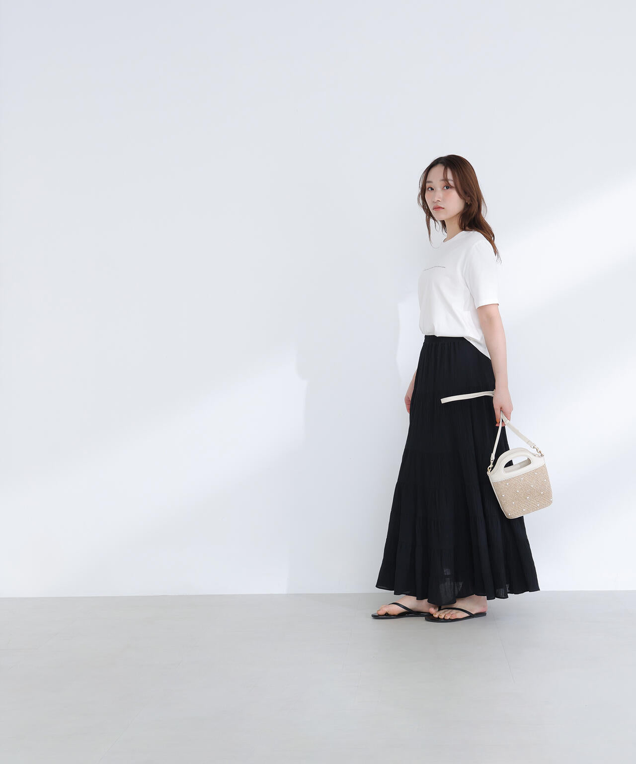 楊柳ティアードロングスカート