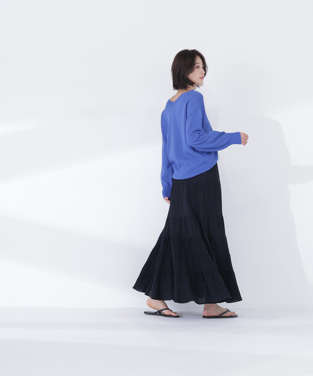 楊柳ティアードロングスカート