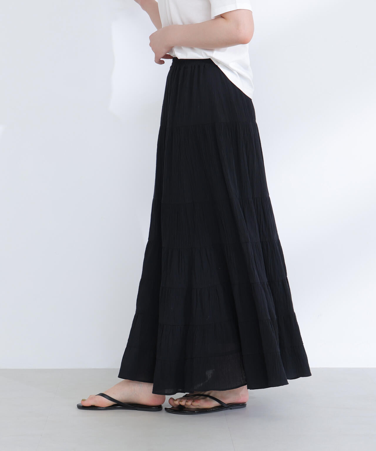 楊柳ティアードロングスカート