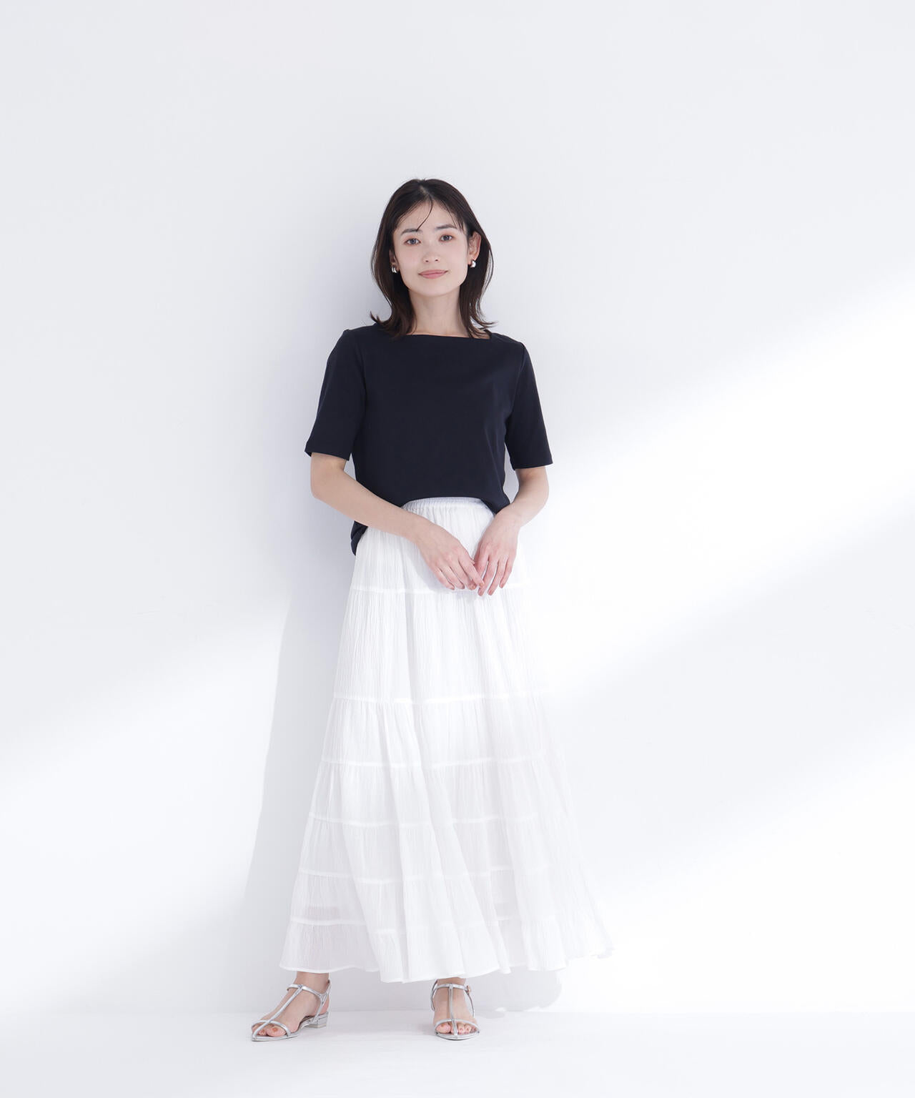 楊柳ティアードロングスカート