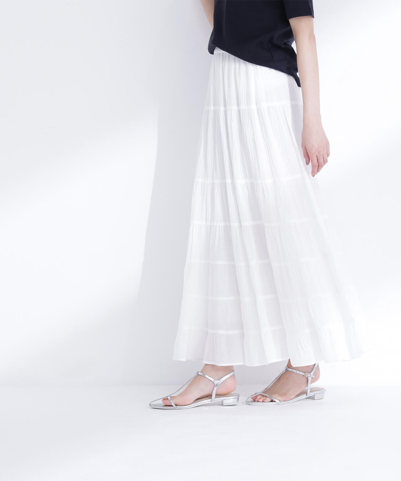 楊柳ティアードロングスカート