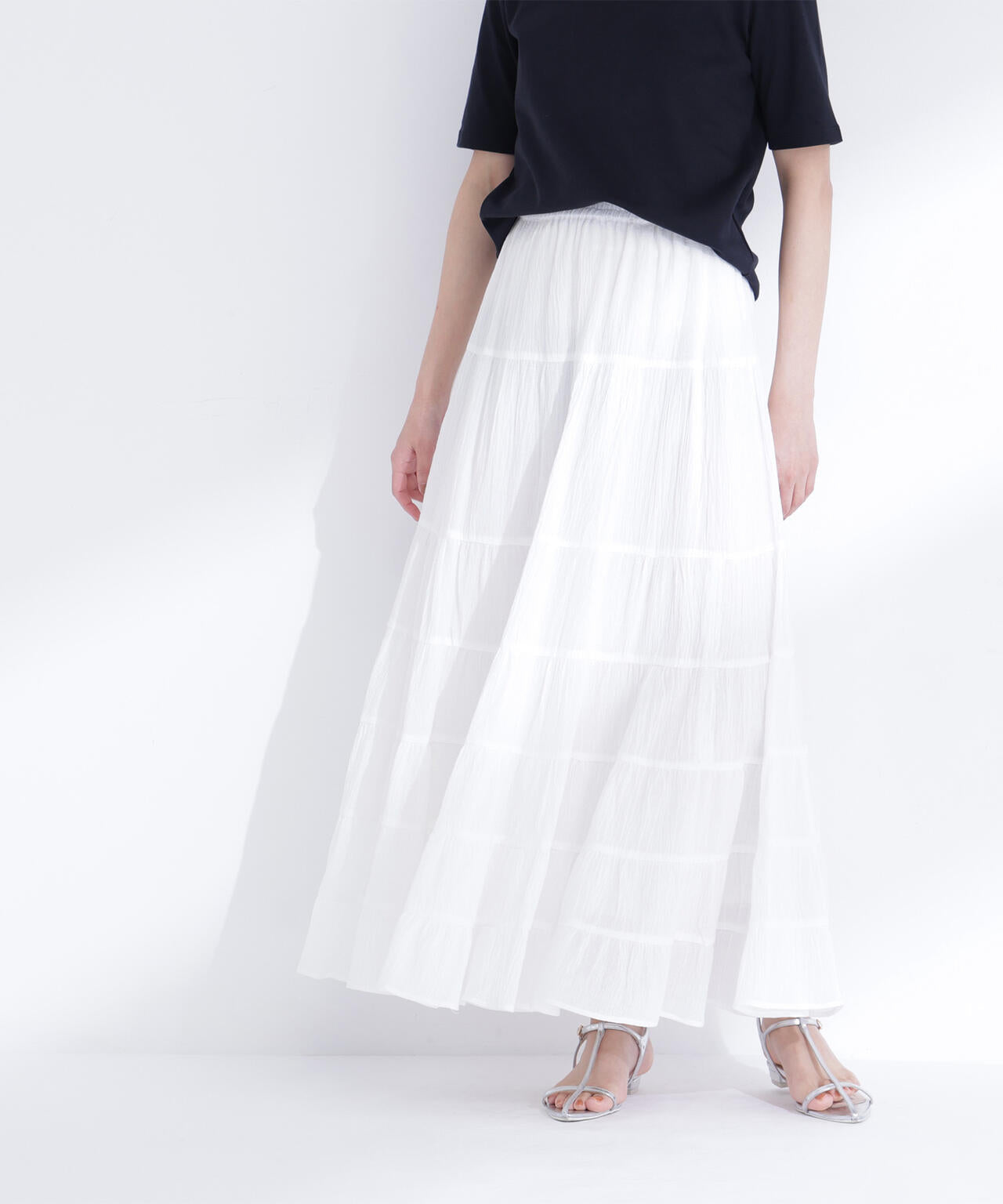 楊柳ティアードロングスカート