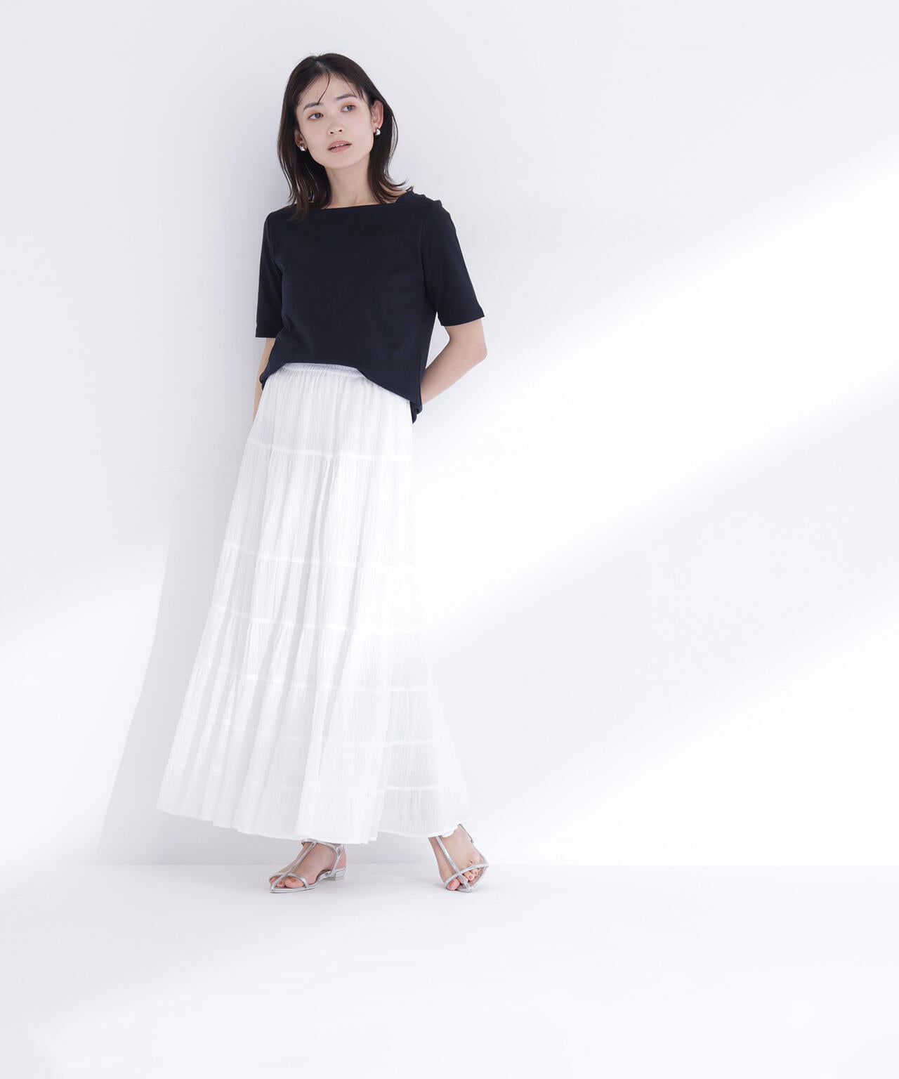 楊柳ティアードロングスカート